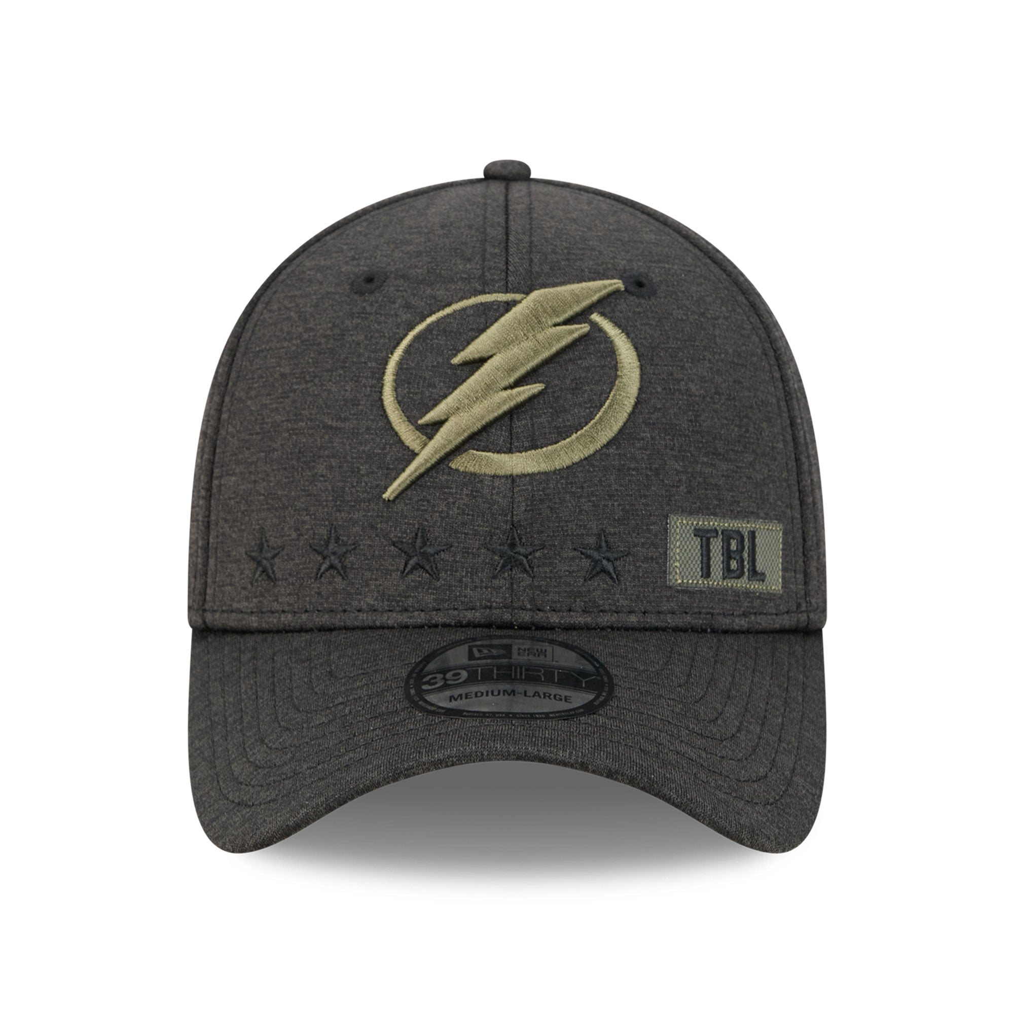Men's New Era Black Tampa Bay Lightning Stealth Mode Flex 39Thirty Stretch Hat