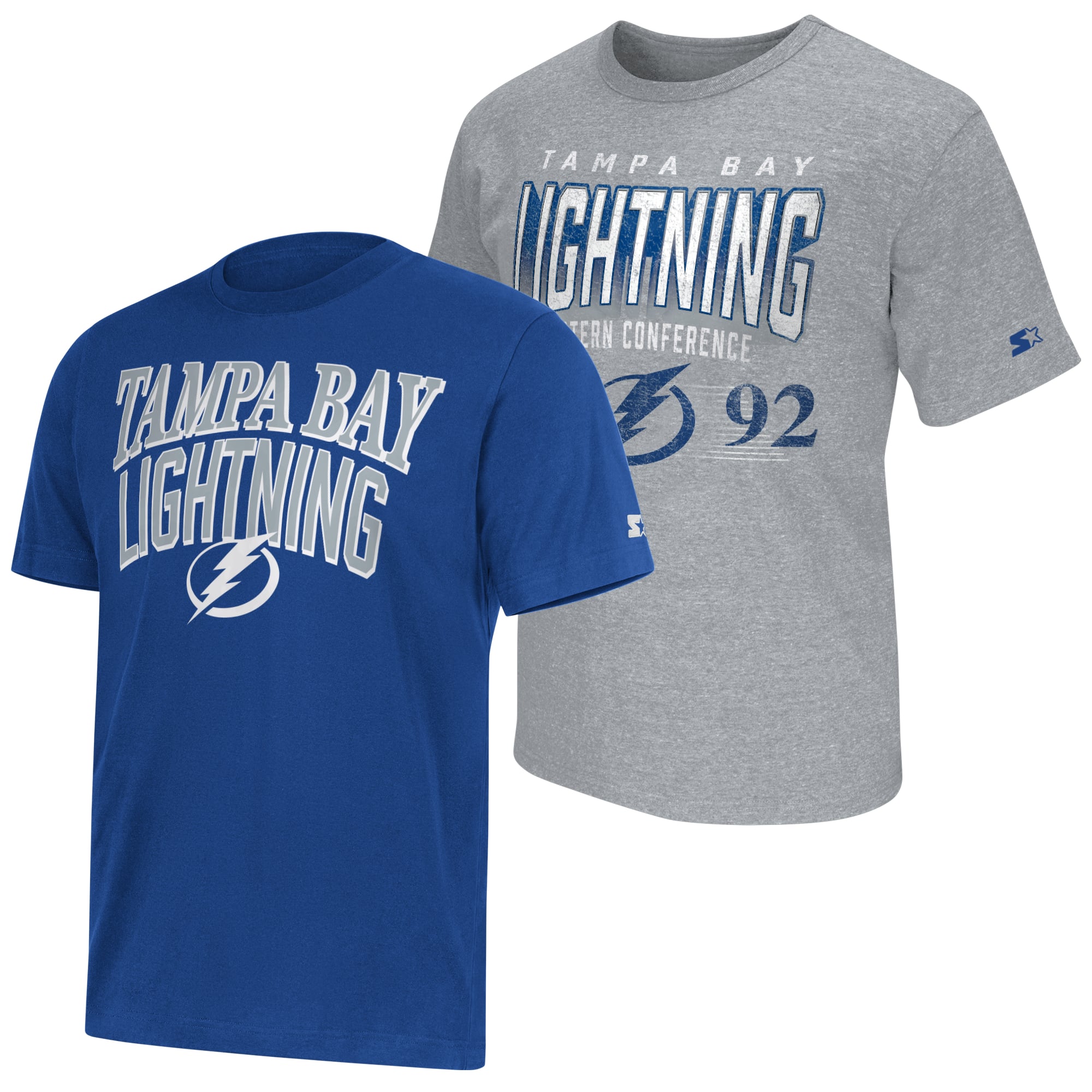 Ensemble de deux t-shirts Starter bleu/gris chiné Tampa Bay Lightning pour homme