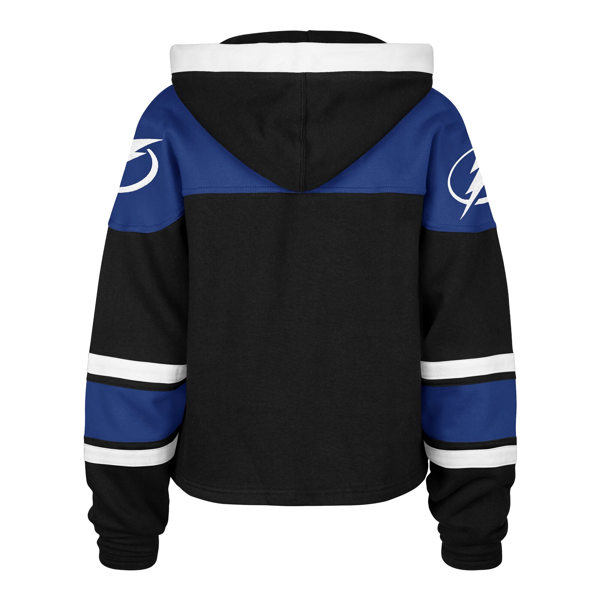Sweat à capuche court lacets noir Tampa Bay Lightning pour femme, modèle 47