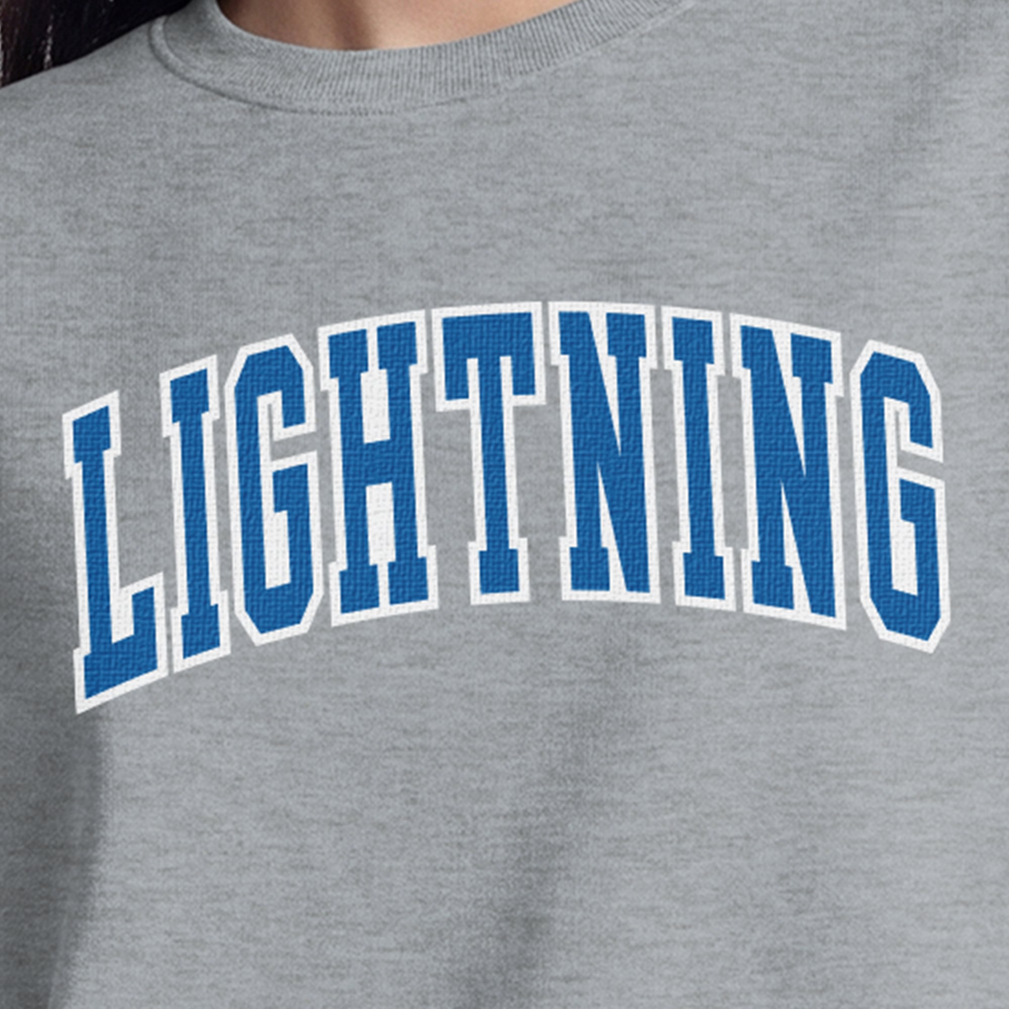 Women's Champion  Heather Gray Tampa Bay Lightning Applique Crewneck Sweatshirt