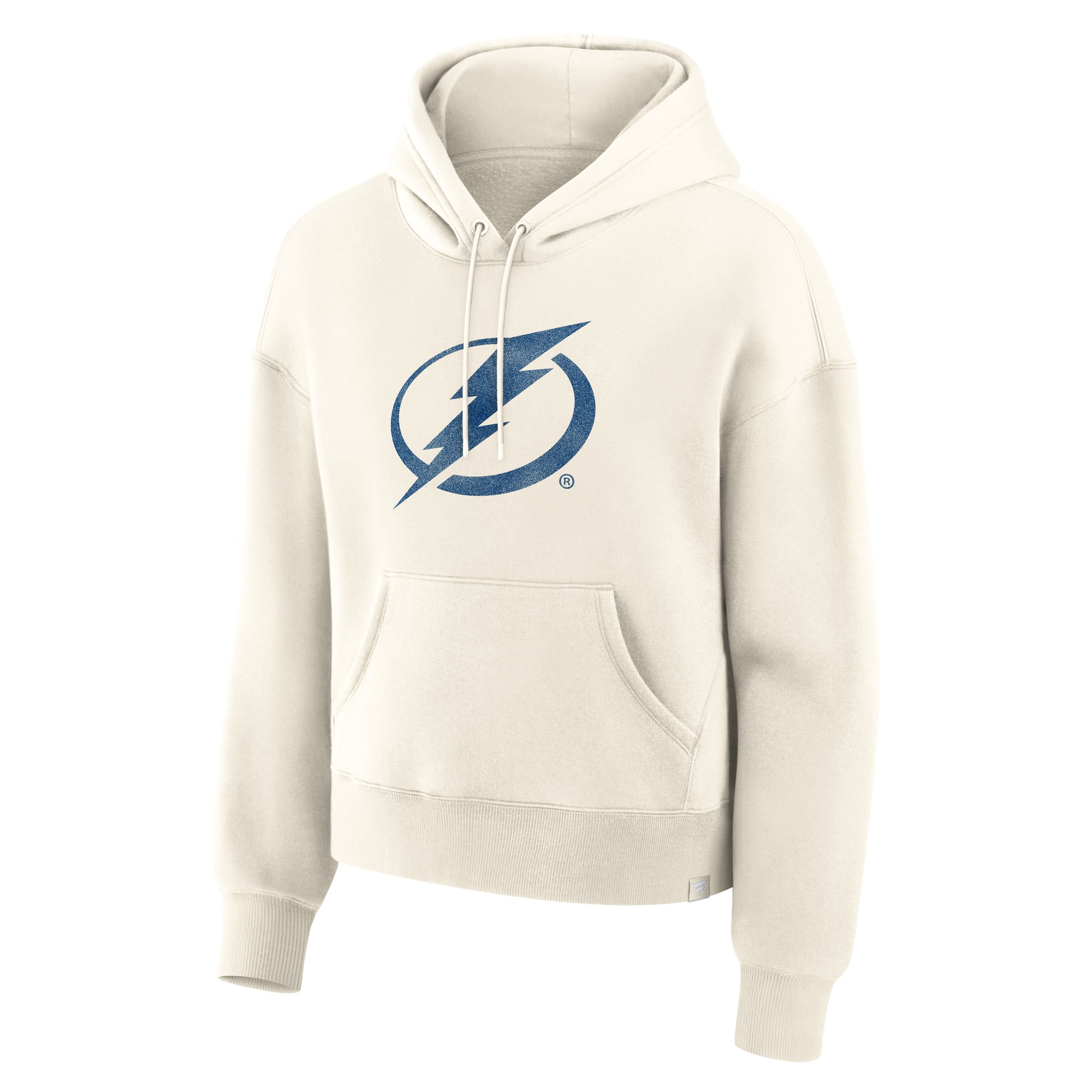 Sweat à capuche Fanatics crème pour femme, logo vieilli du Lightning de Tampa Bay