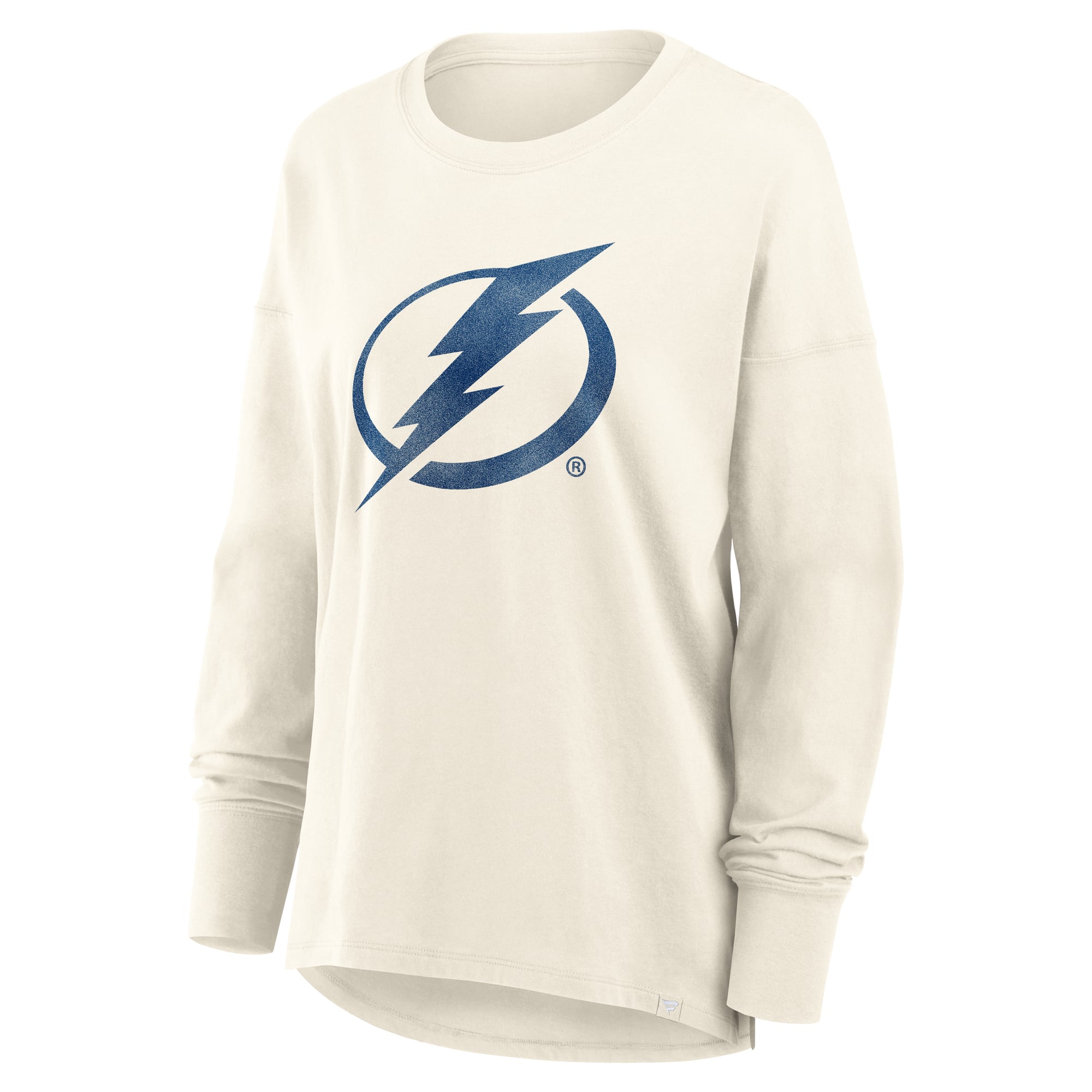 T-shirt à manches longues Fanatics Cream Tampa Bay Lightning pour femmes, logo vieilli