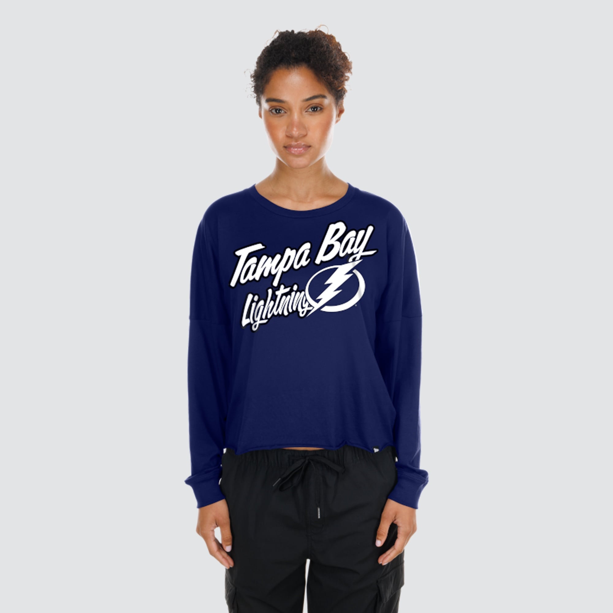 Women's New Era  Blue Tampa Bay Lightning Oversized Boxy Long Sleeve T-Shirt