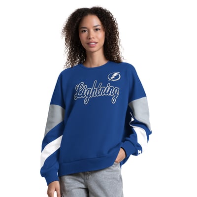 Sweat-shirt à manches longues et blocs de couleur Tampa Bay Lightning Starter pour femme - Bleu