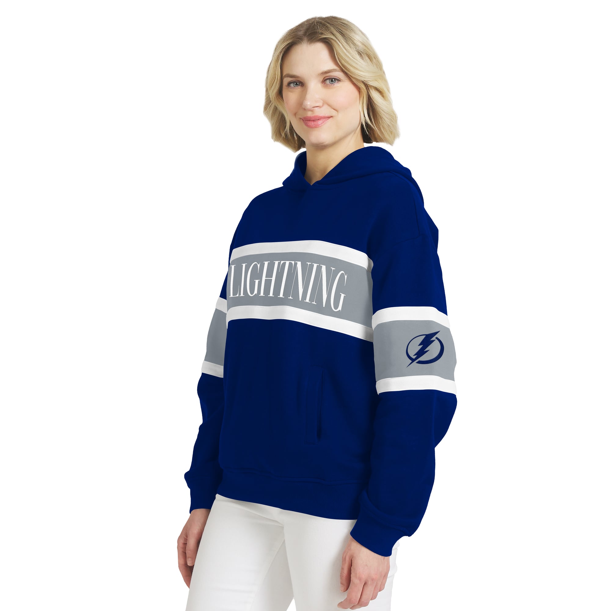 Sweat à capuche rayé bleu Tampa Bay Lightning pour femme de la marque WEAR by Erin Andrews