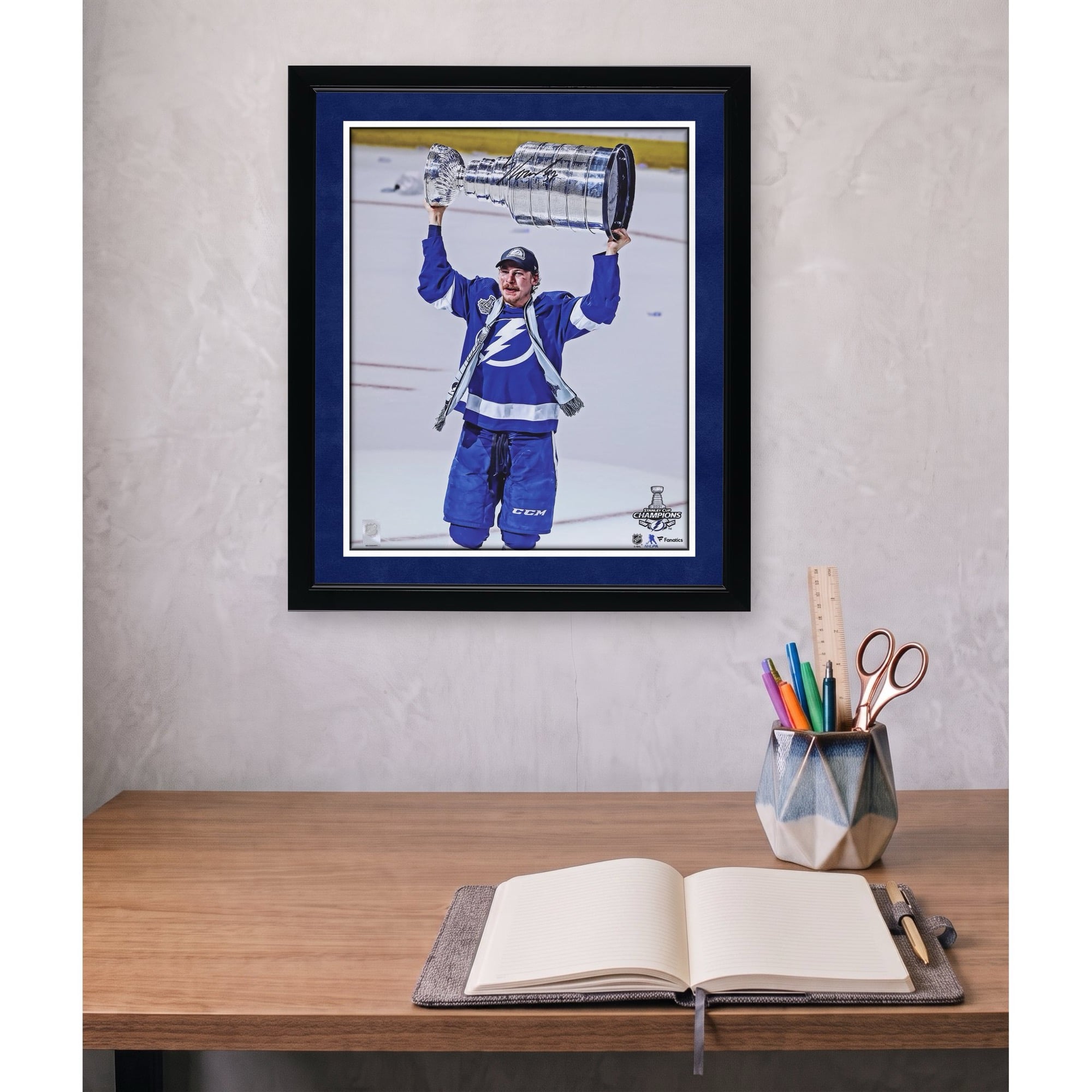 Yanni Gourde Tampa Bay Lightning Autographed 16" x 20" 2021 Stanley Cup Champions Raising Cup Photograph