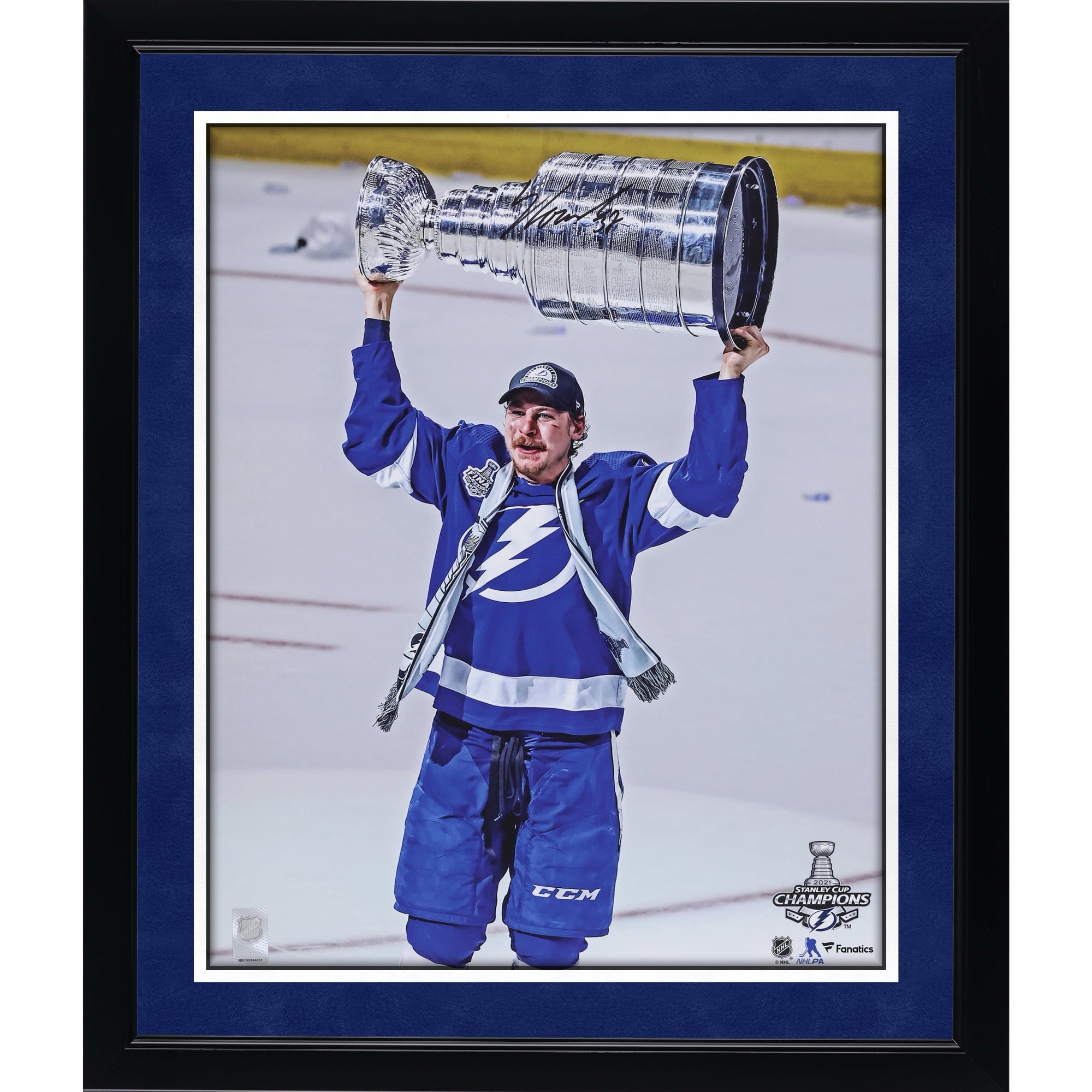 Yanni Gourde Tampa Bay Lightning Autographed 16" x 20" 2021 Stanley Cup Champions Raising Cup Photograph