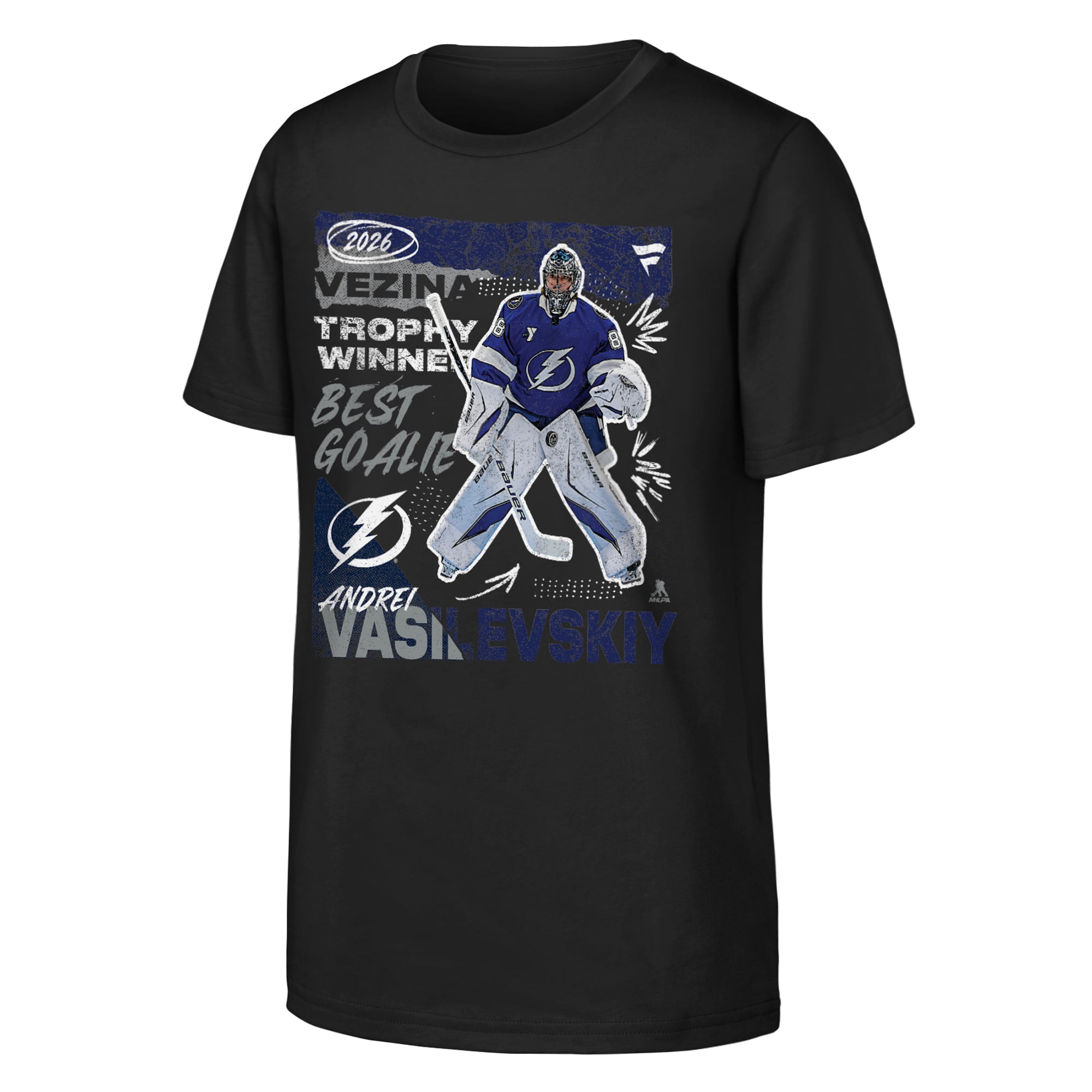 Youth Fanatics Andrei Vasilevskiy Black Tampa Bay Lightning 2026 Vezina Trophy Winner T-Shirt