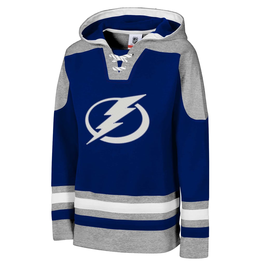 Sweat à capuche raglan à col en V bleu pour jeunes des Tampa Bay Lightning Outerstuff.