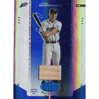 2004 Leaf Certified Materials Mirror Bat Blue #199 Tino Martinez/100