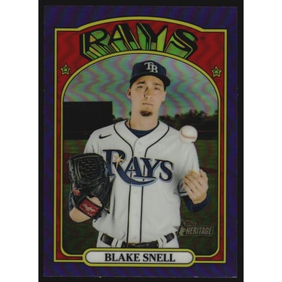 2021 Topps Heritage Chrome Purple Refractors #497 Blake Snell
