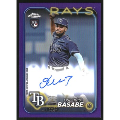 2024 Topps Chrome Rookie Autographs Purple Refractors #RAOB Osleivis Basabe