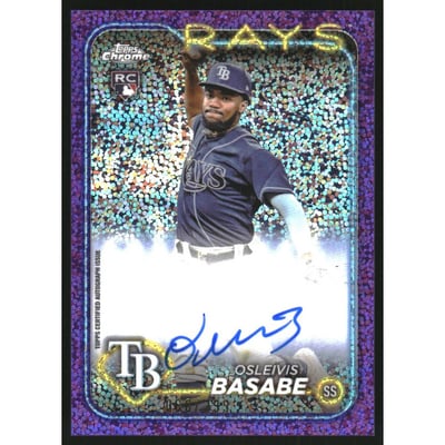 2024 Topps Chrome Rookie Autographs Purple Speckle Refractors #RAOB Osleivis Basabe