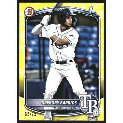 2025 Bowman Prospects Yellow Pattern #BP7 Gregory Barrios