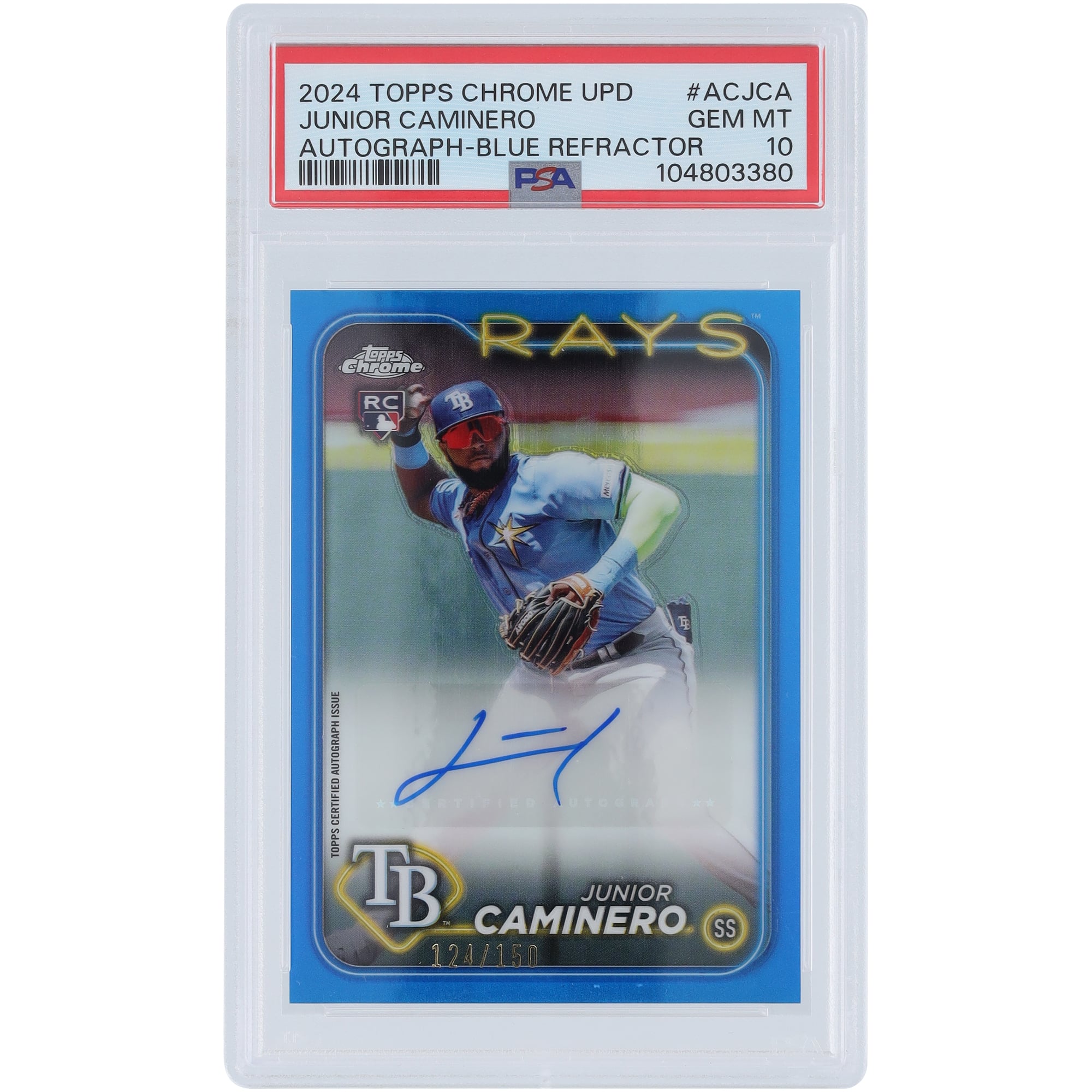 Junior Caminero Tampa Bay Rays Autographed 2024 Topps Chrome 
