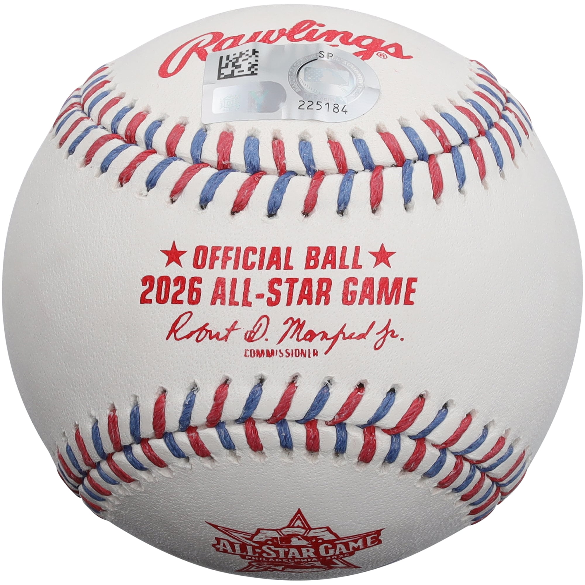 Balle de baseball autographiée par Junior Caminero des Tampa Bay Rays, logo du match des étoiles de la MLB 2026