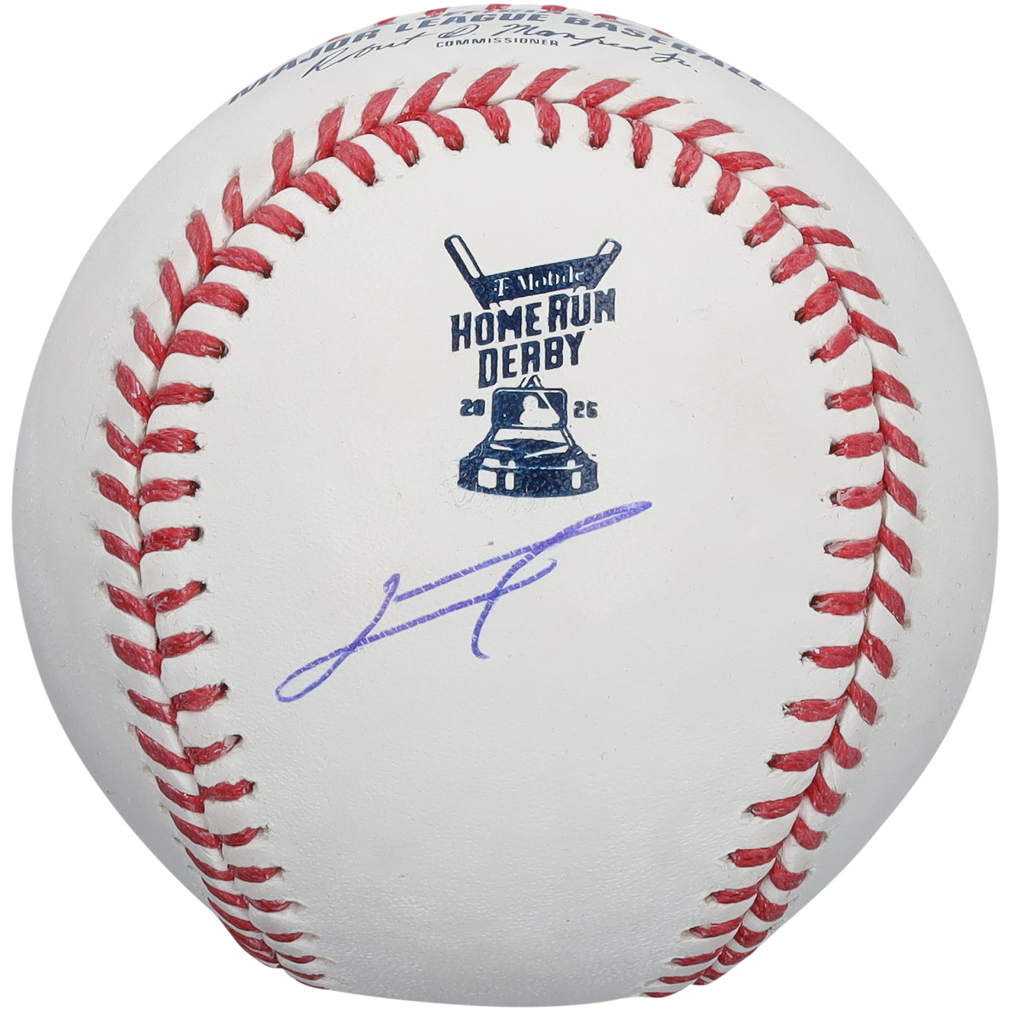 Balle de baseball autographiée par Junior Caminero des Tampa Bay Rays, logo du Home Run Derby de la MLB 2026