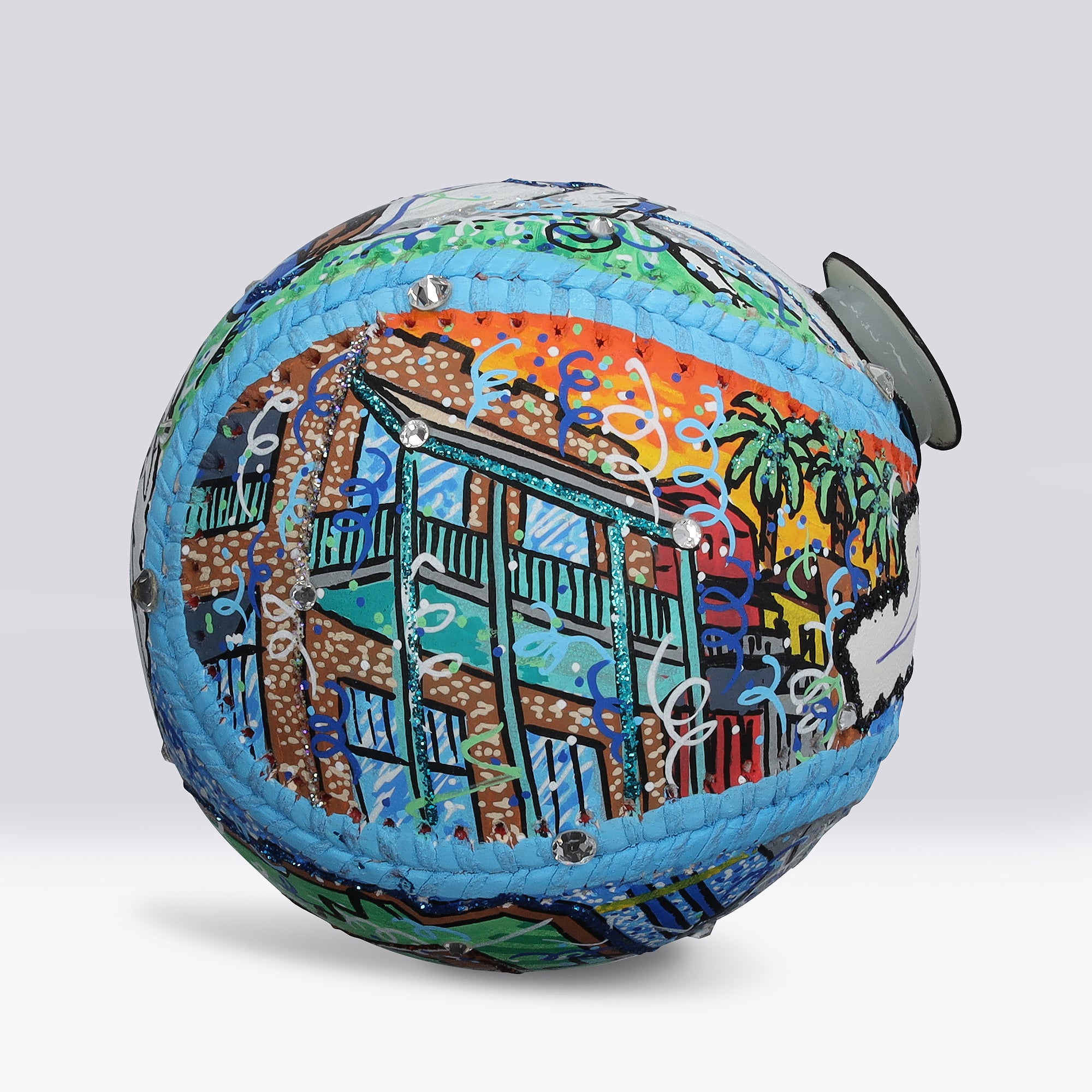 Junior Caminero Tampa Bay Rays Autographed Baseball - Art by Charles Fazzino - NF70446060