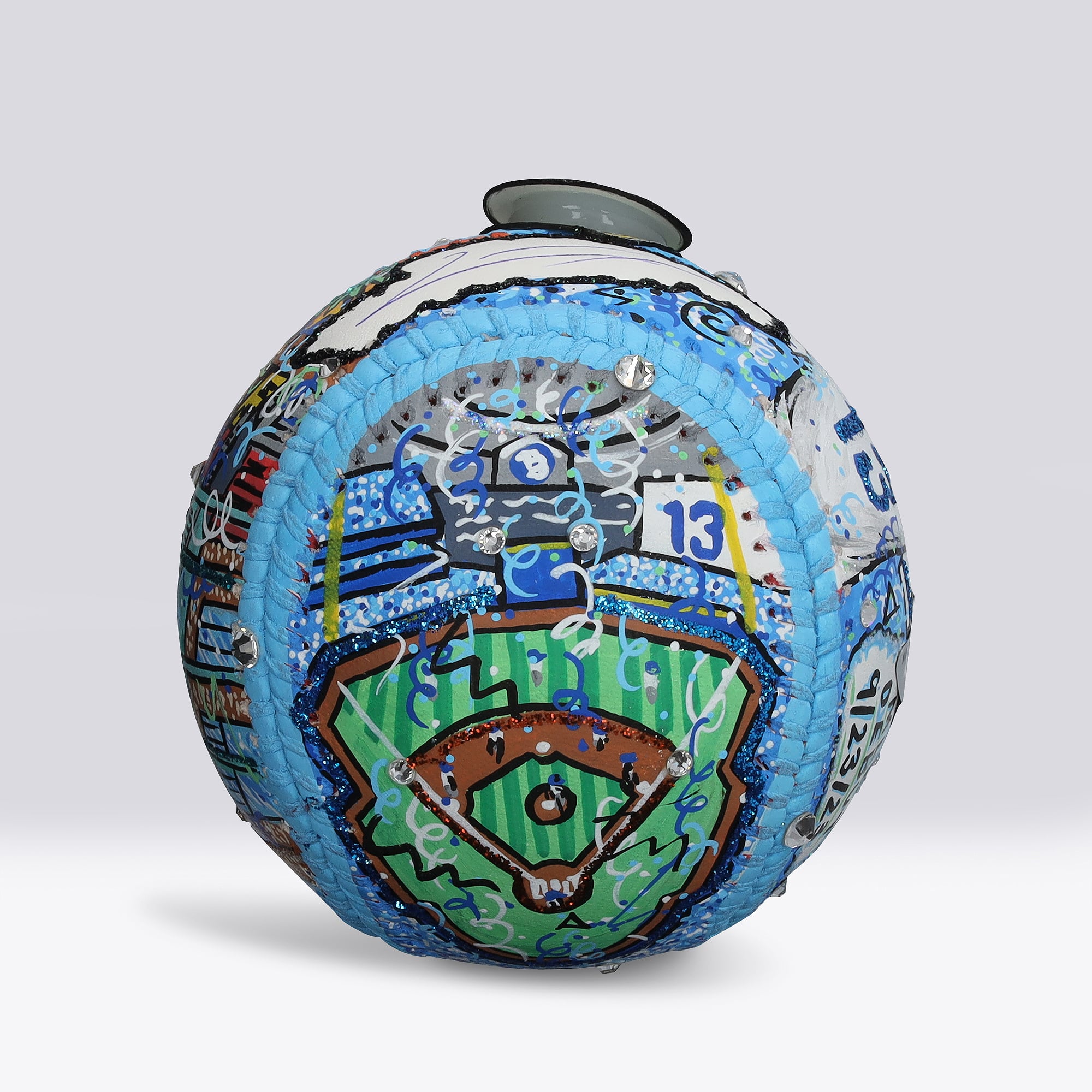 Junior Caminero Tampa Bay Rays Autographed Baseball - Art by Charles Fazzino - NF70446060