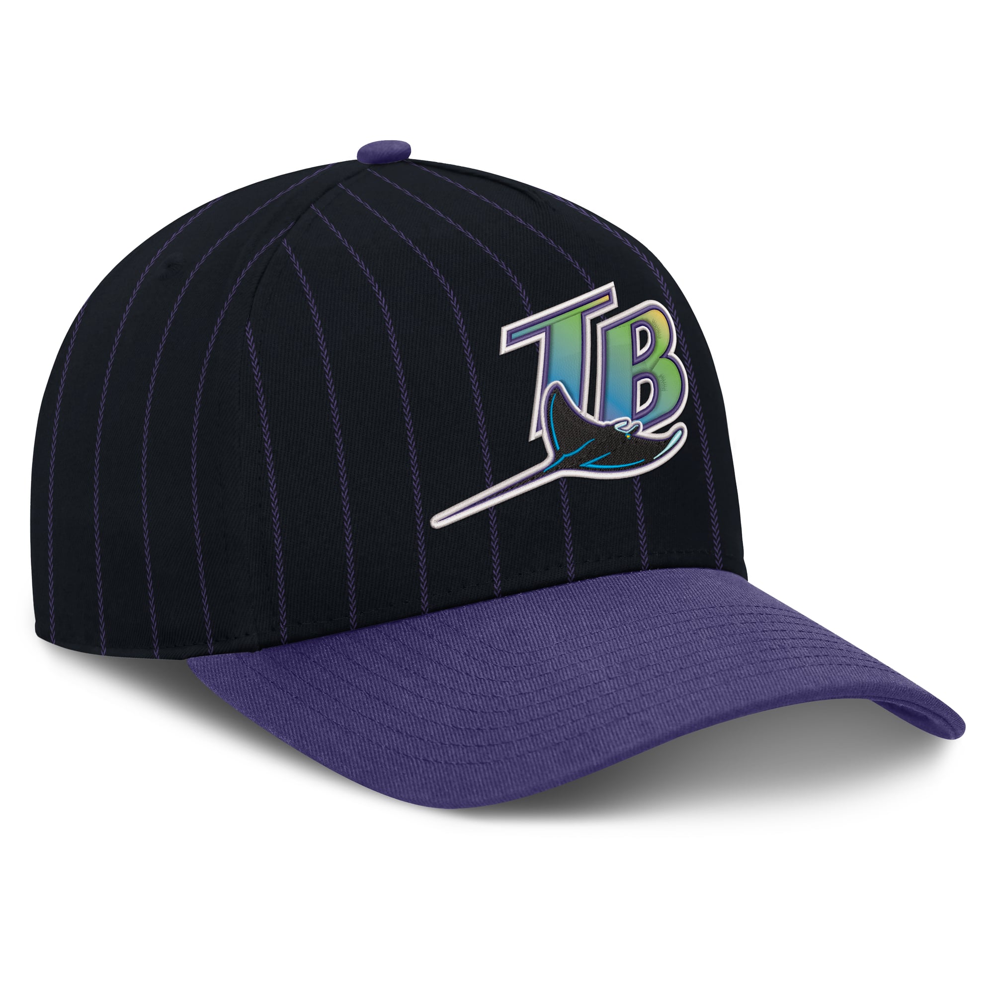 Casquette ajustable Nike noire/violette Tampa Bay Rays Cooperstown Rise A-Frame pour homme