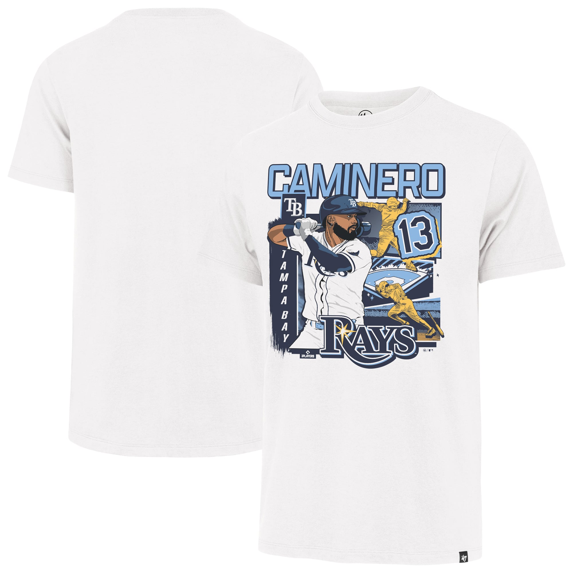 T-shirt homme '47 Junior Caminero blanc Tampa Bay Rays Field Mark Franklin