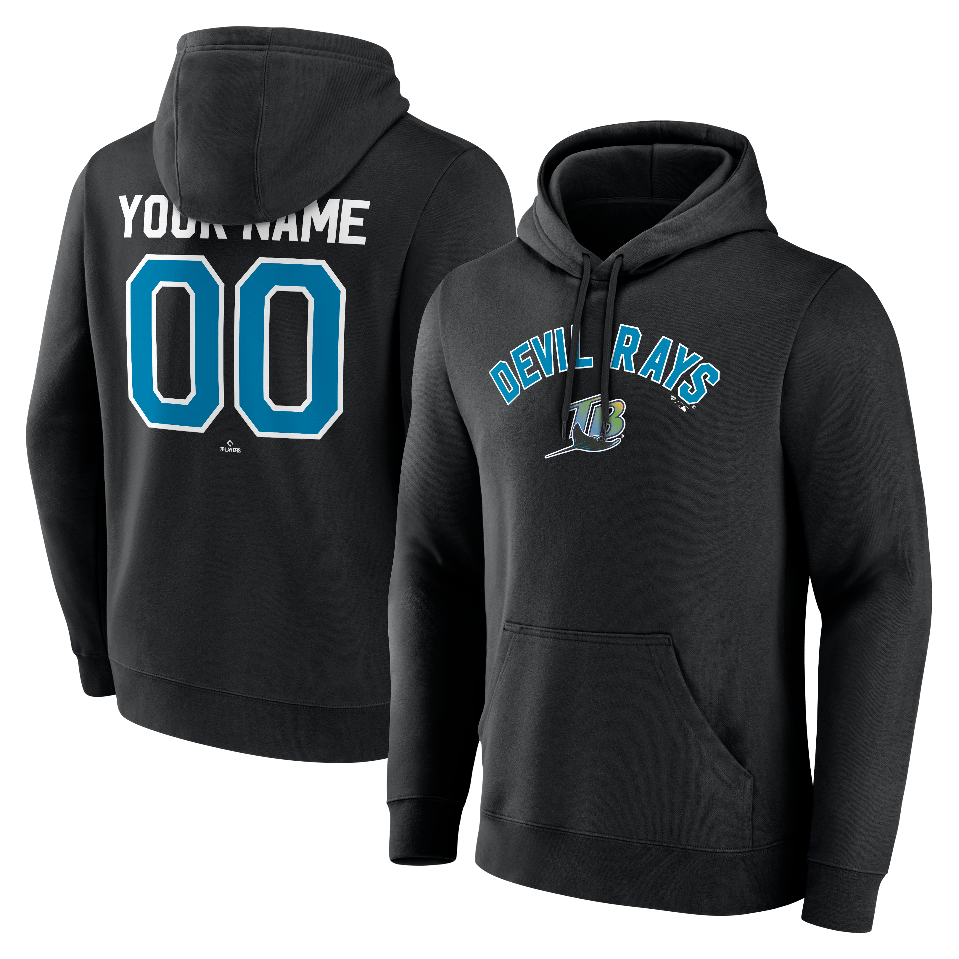 Men's Black Tampa Bay Rays Cooperstown Collection Winning Streak Personalized Name & Number Hoodie
