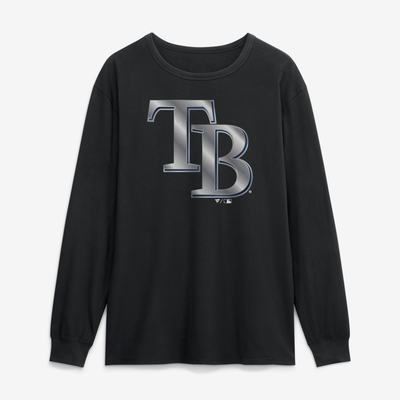 Tampa Bay Rays  Metallic Mascot Long Sleeve T-Shirt - Black