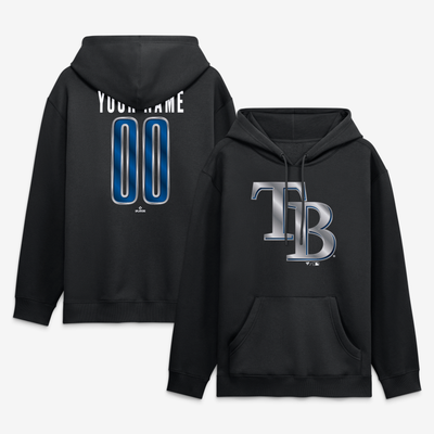 Tampa Bay Rays  Metallic Mascot Personalized Name & Number Hoodie - Black