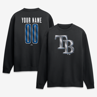 Tampa Bay Rays  Metallic Mascot Personalized Name & Number Sweatshirt - Black
