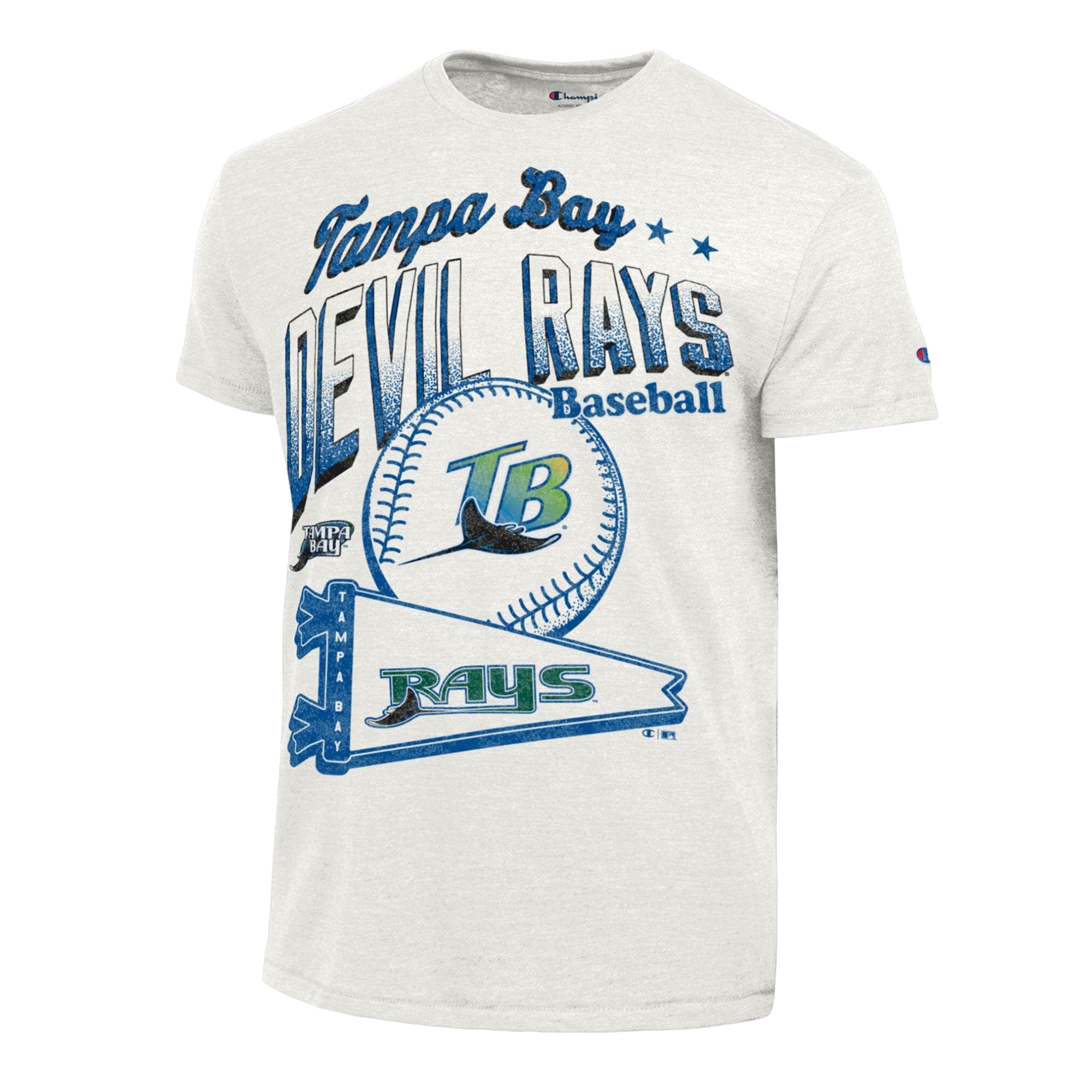 Men's Champion Cream Tampa Bay Rays Winning Tradition Cooperstown Collection Tri-Blend T-Shirt