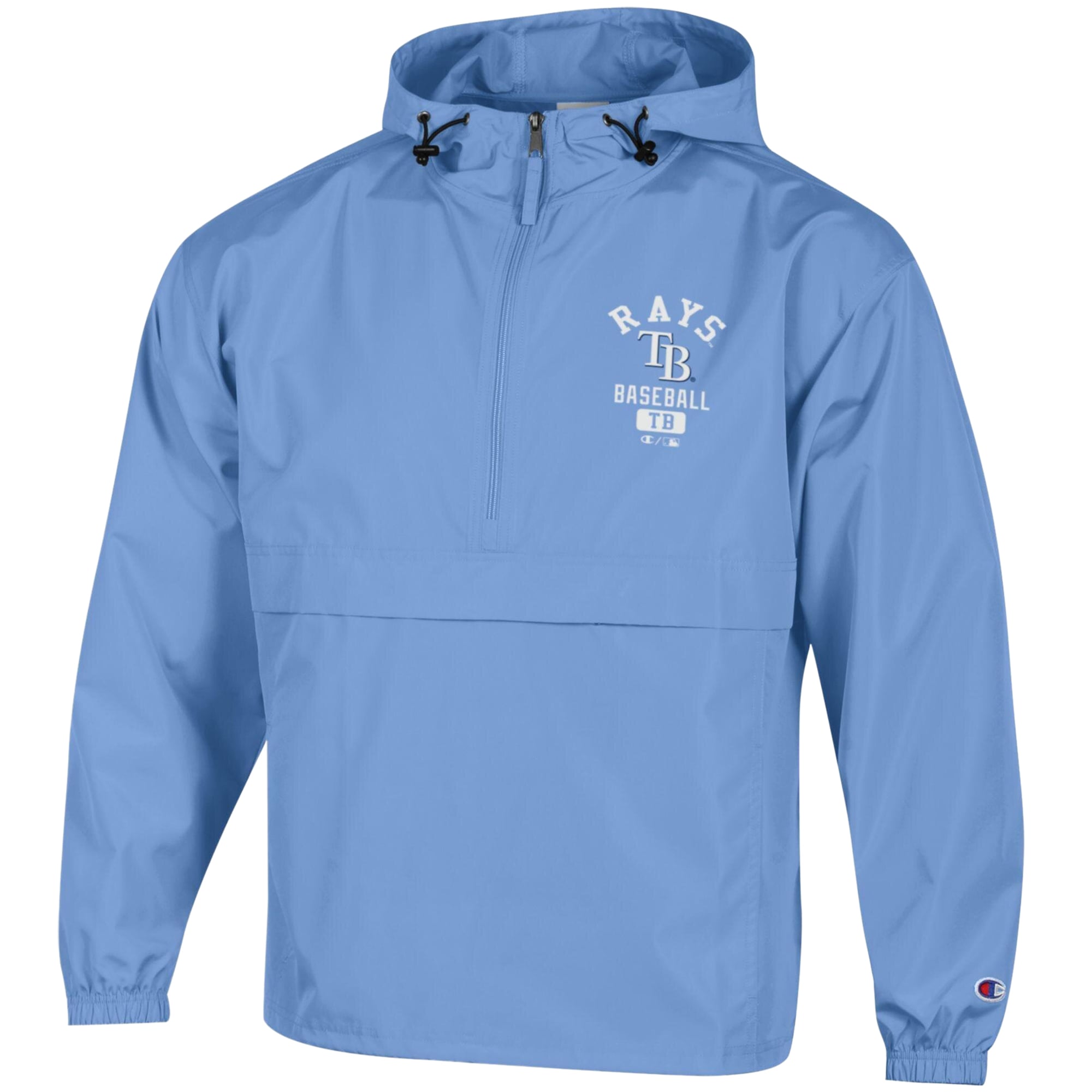 Men's Champion Light Blue Tampa Bay Rays Packable Windbreaker Half-Zip Jacket