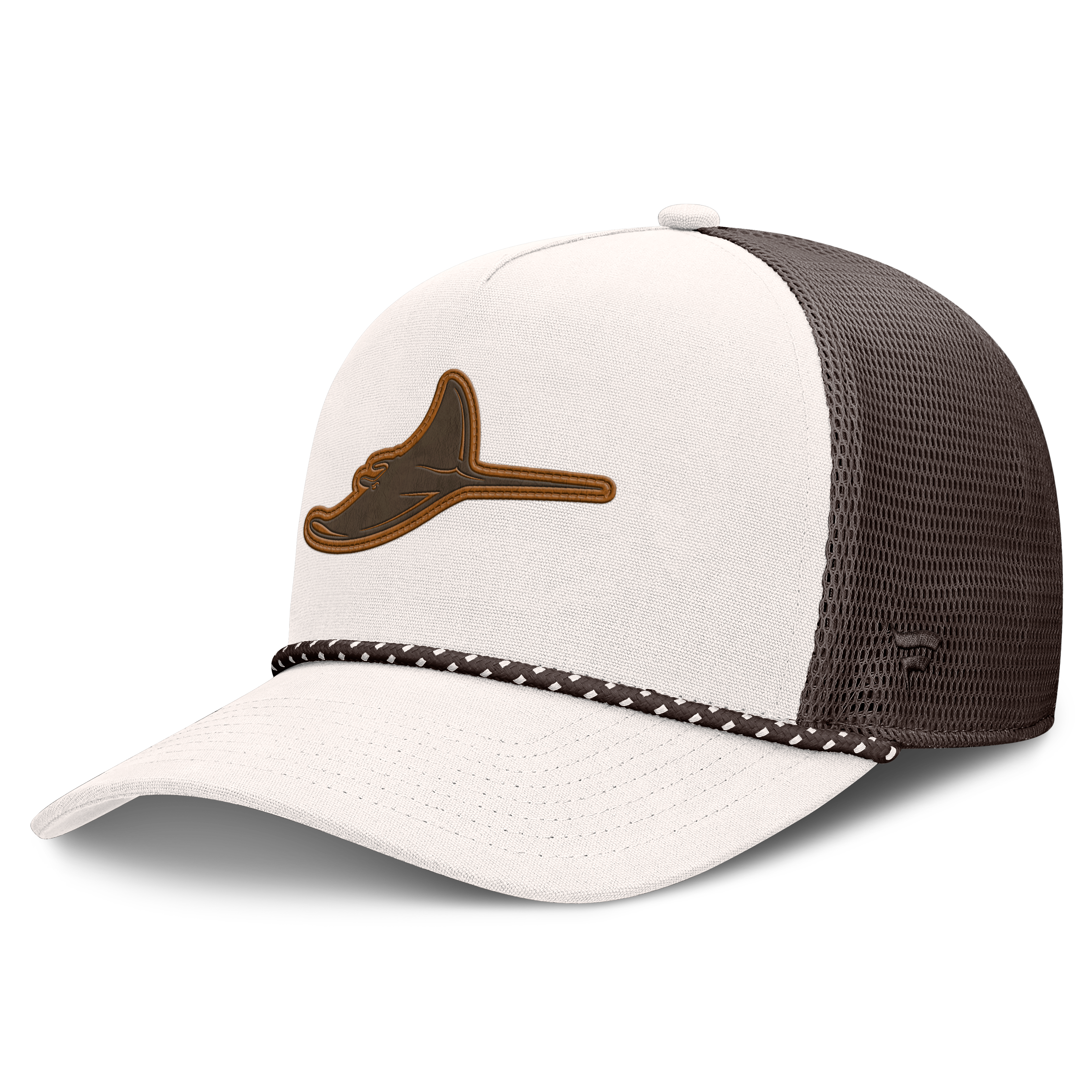 Men's Fanatics Cream/Brown Tampa Bay Rays Level Up Bronco Adjustable Trucker Hat