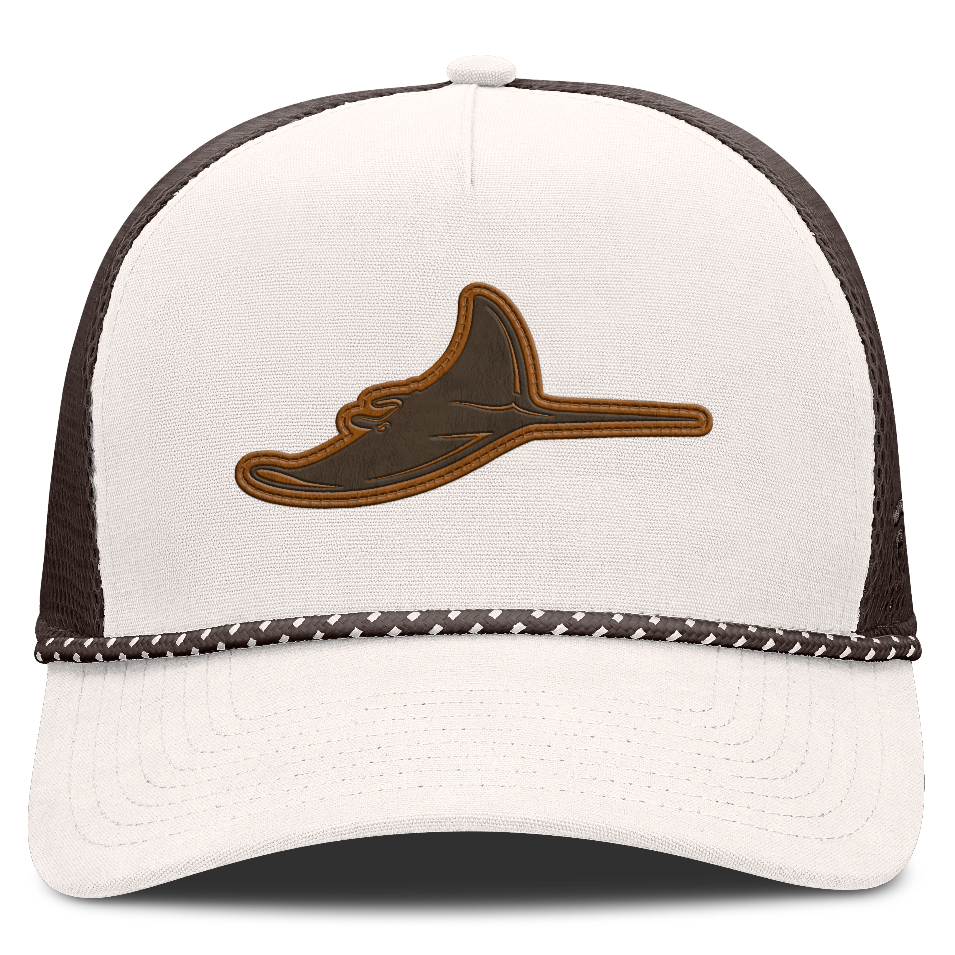 Men's Fanatics Cream/Brown Tampa Bay Rays Level Up Bronco Adjustable Trucker Hat