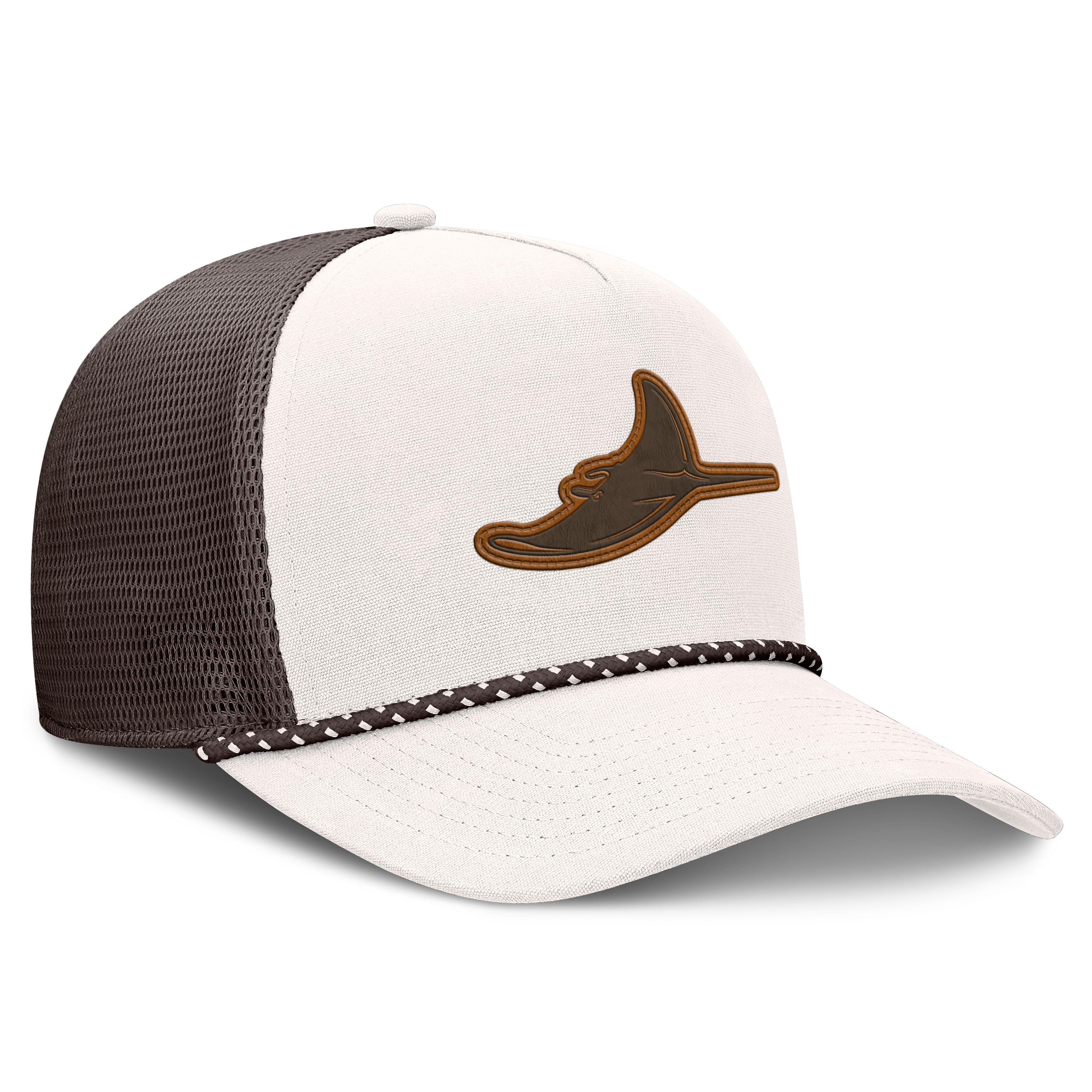 Men's Fanatics Cream/Brown Tampa Bay Rays Level Up Bronco Adjustable Trucker Hat