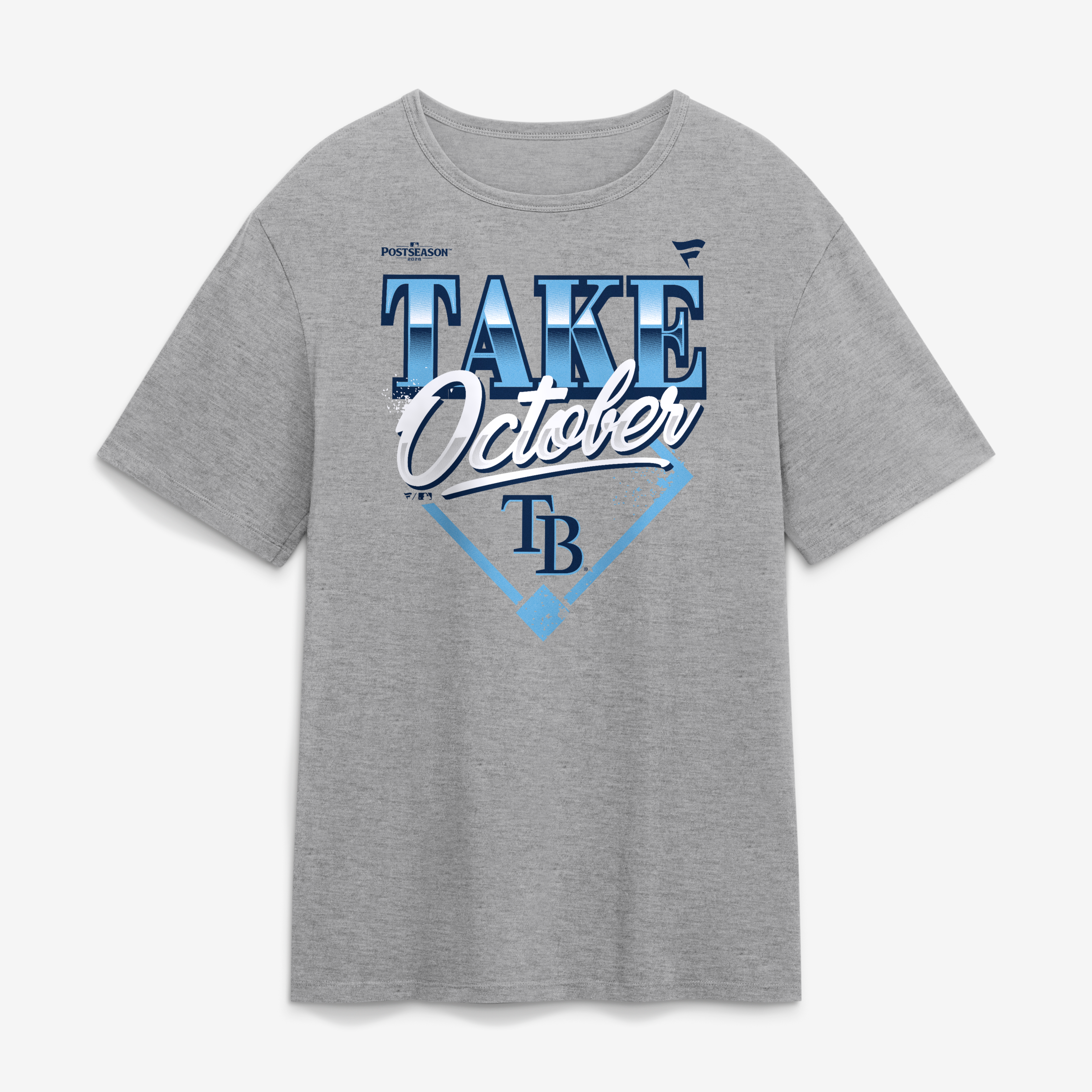 T-shirt gris pour homme Tampa Bay Rays, champions de la série division MLB 2026, vestiaire « Prenez octobre »