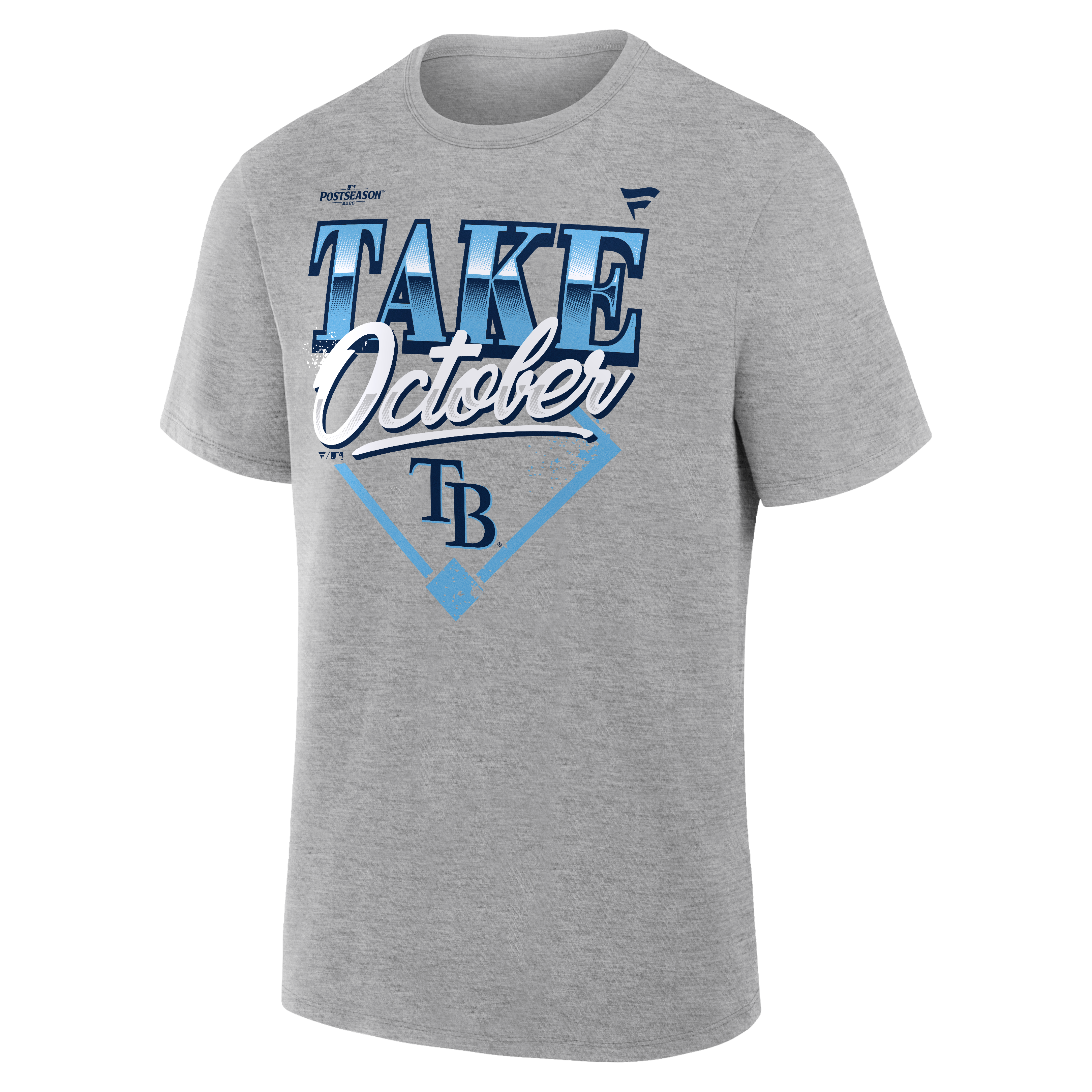 T-shirt gris pour homme Tampa Bay Rays, champions de la série division MLB 2026, vestiaire « Prenez octobre »