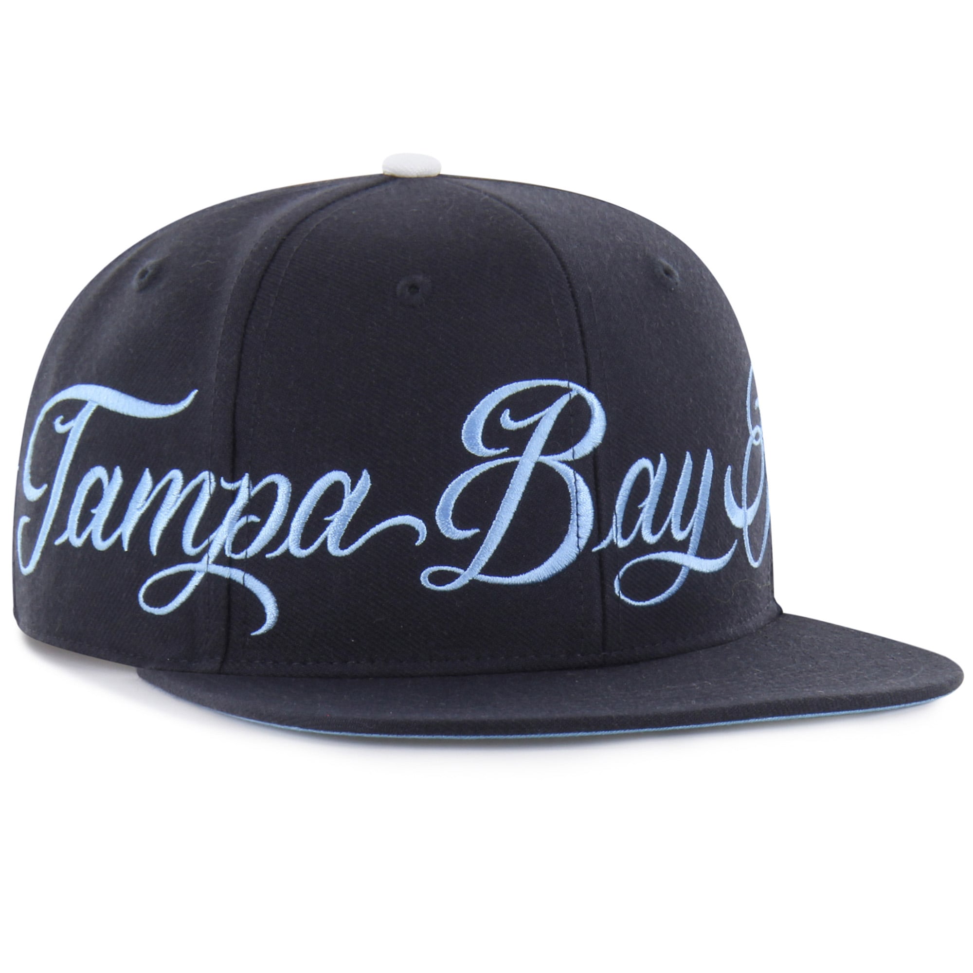 Men's Mister Cartoon x '47 Navy Tampa Bay Rays Wrap Script Captain Snapback Hat