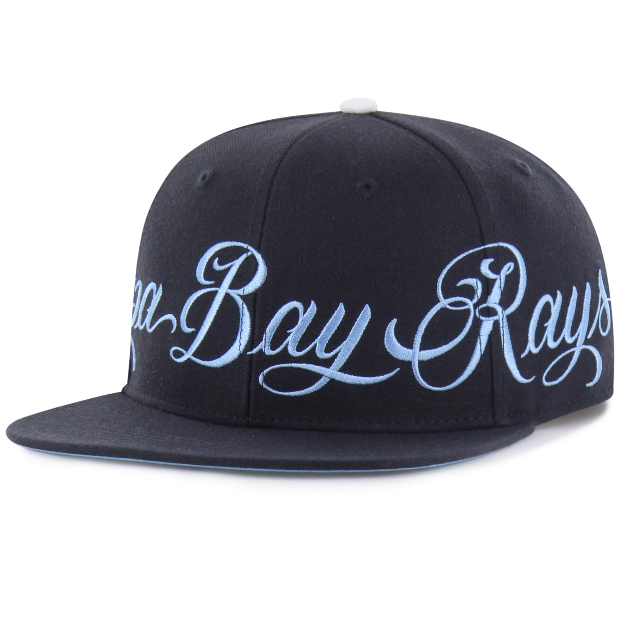 Men's Mister Cartoon x '47 Navy Tampa Bay Rays Wrap Script Captain Snapback Hat