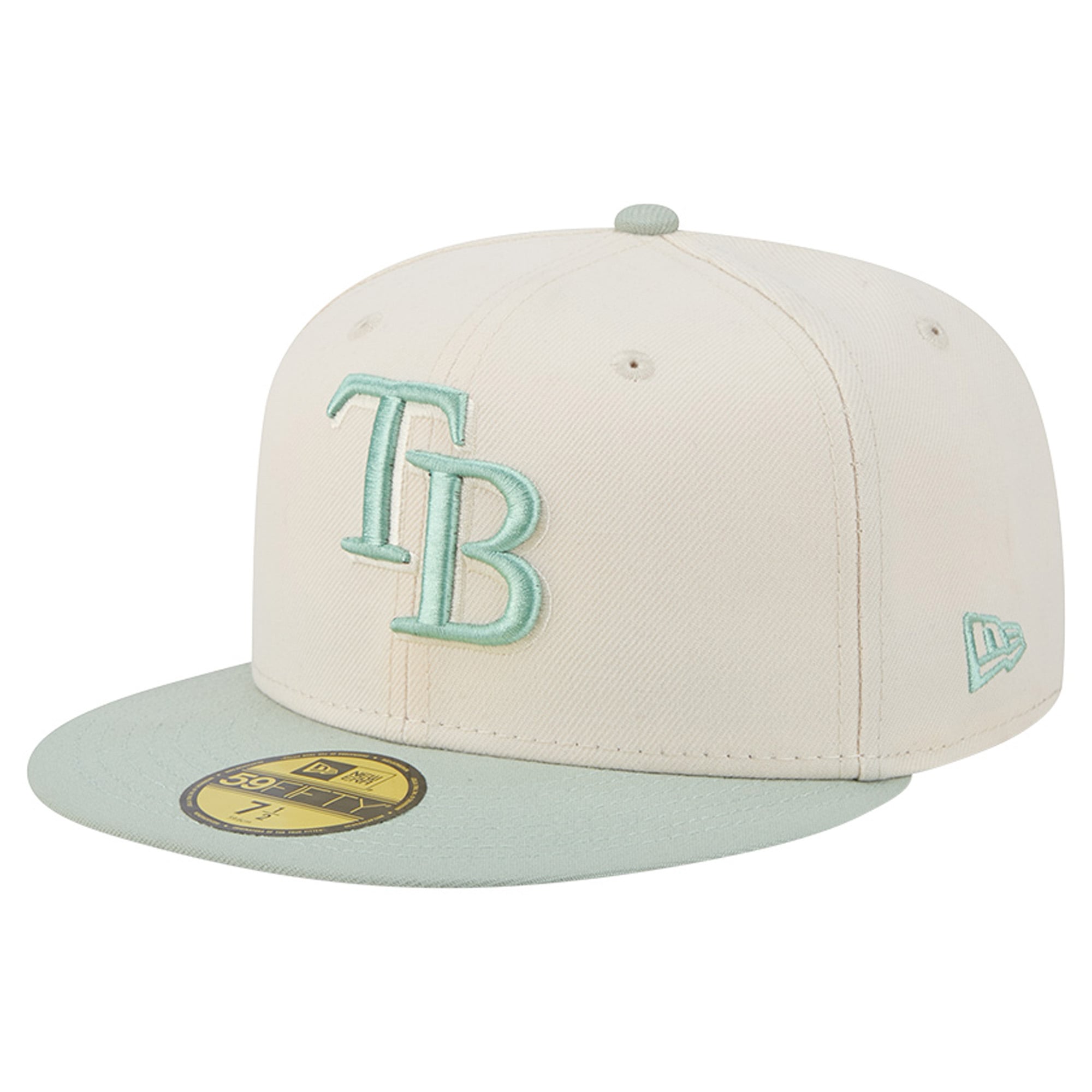 Casquette ajustée New Era 59FIFTY crème/verte Tampa Bay Rays pour homme