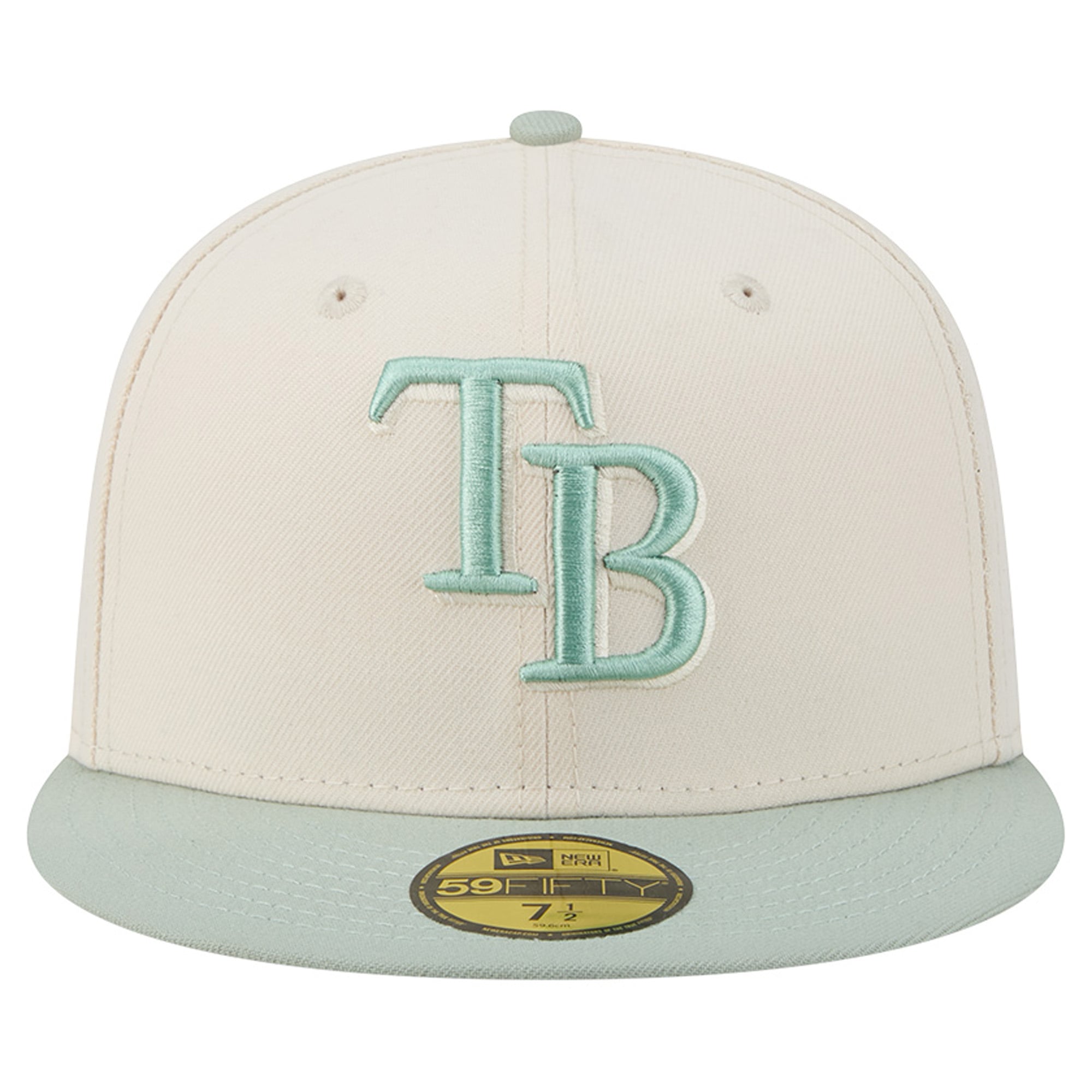 Casquette ajustée New Era 59FIFTY crème/verte Tampa Bay Rays pour homme