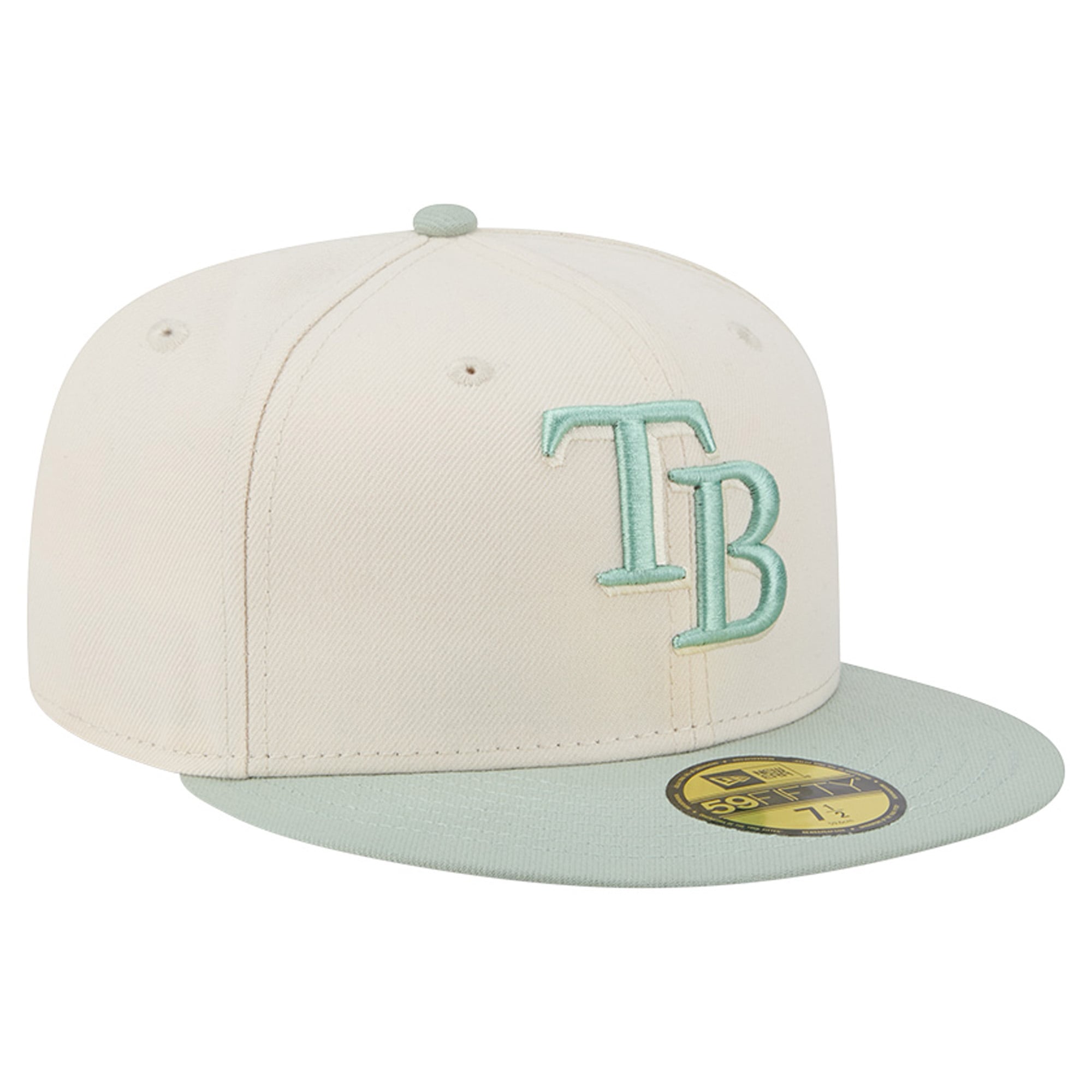 Casquette ajustée New Era 59FIFTY crème/verte Tampa Bay Rays pour homme