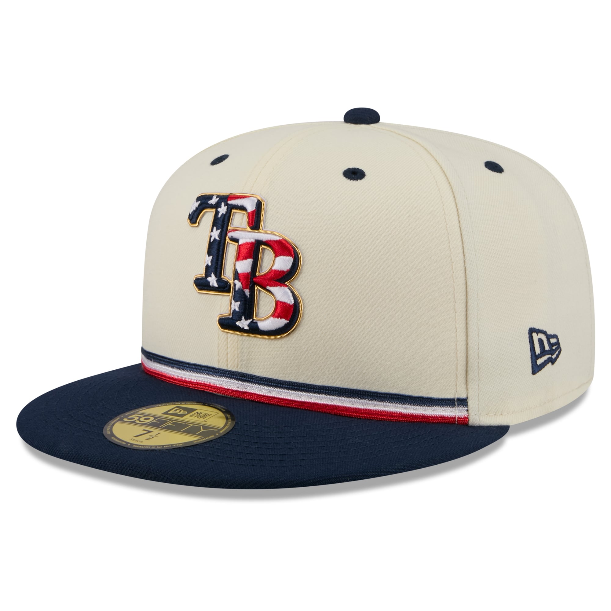 Men's New Era Cream/Navy Tampa Bay Rays USA 250 Fourth of July 59FIFTY Fitted Hat