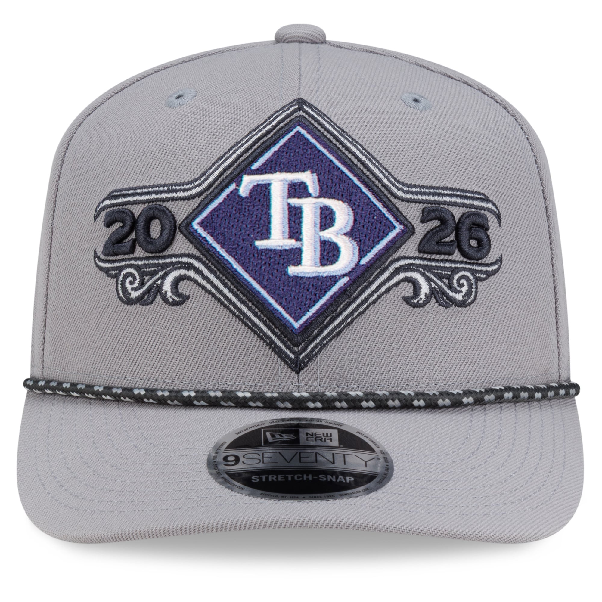 Casquette ajustable New Era grise Tampa Bay Rays 2026, champions de la série de division de la Ligue américaine, collection Vestiaire 9SEVENTY