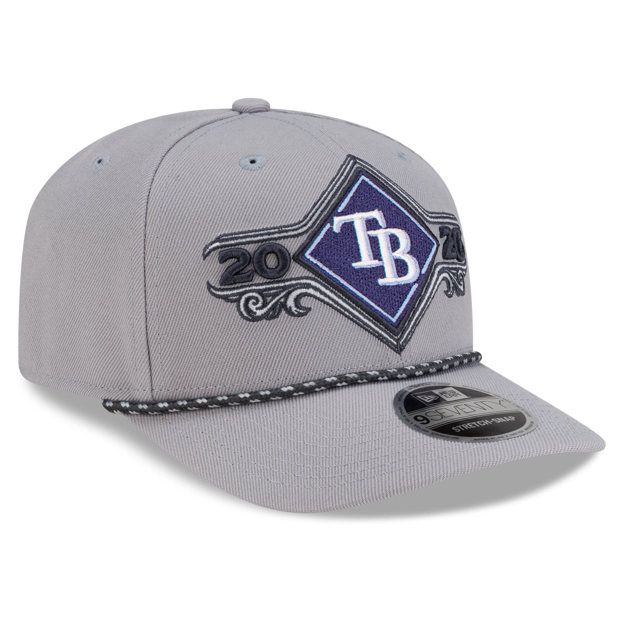 Casquette ajustable New Era grise Tampa Bay Rays 2026, champions de la série de division de la Ligue américaine, collection Vestiaire 9SEVENTY