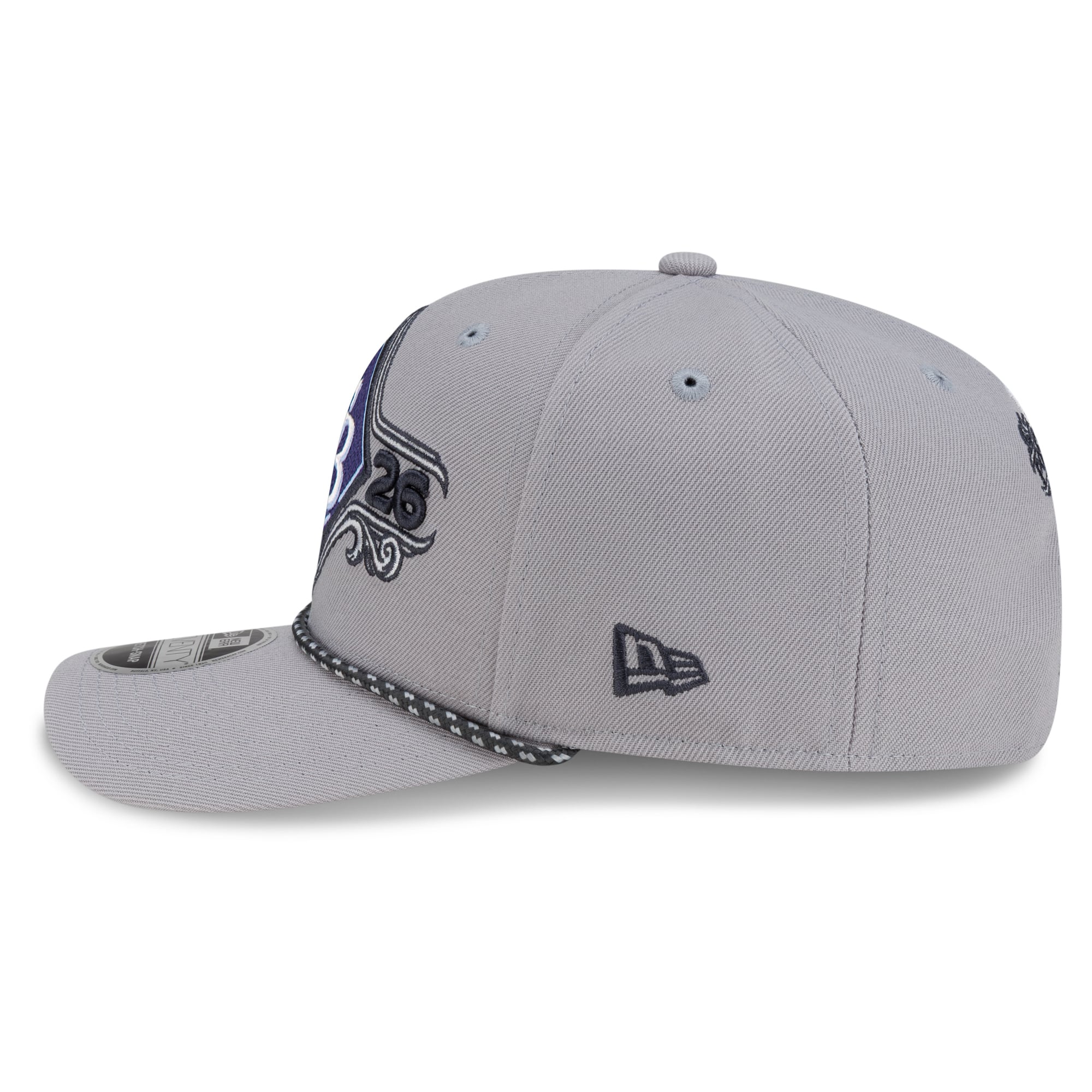 Casquette ajustable New Era grise Tampa Bay Rays 2026, champions de la série de division de la Ligue américaine, collection Vestiaire 9SEVENTY