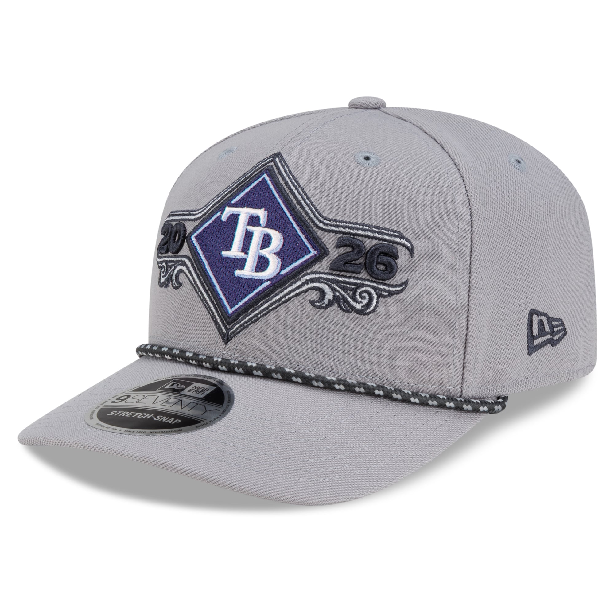 Casquette ajustable New Era grise Tampa Bay Rays 2026, champions de la série de division de la Ligue américaine, collection Vestiaire 9SEVENTY