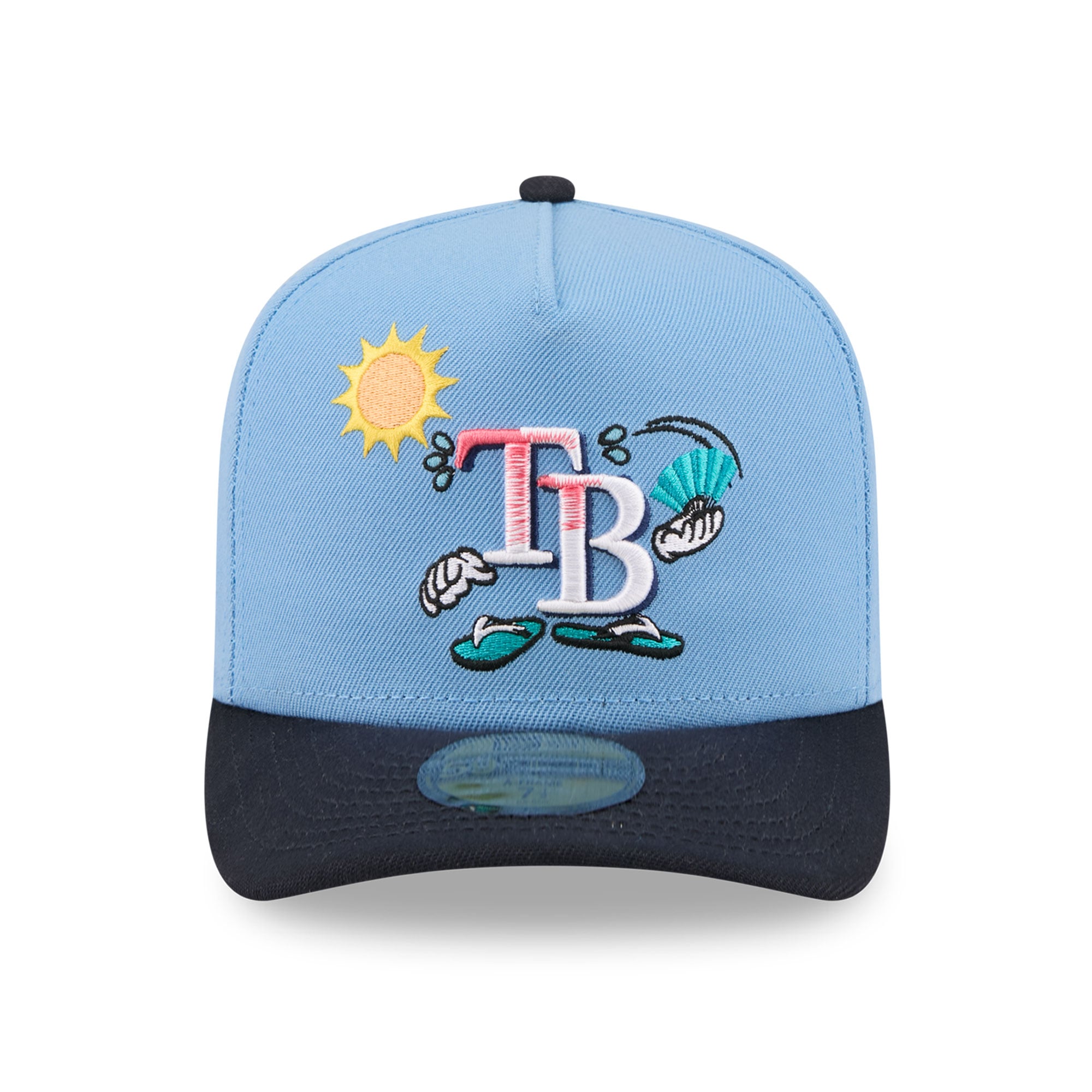 Casquette ajustée New Era 59FIFTY pour homme, bleu clair/marine, motif Tampa Bay Rays.
