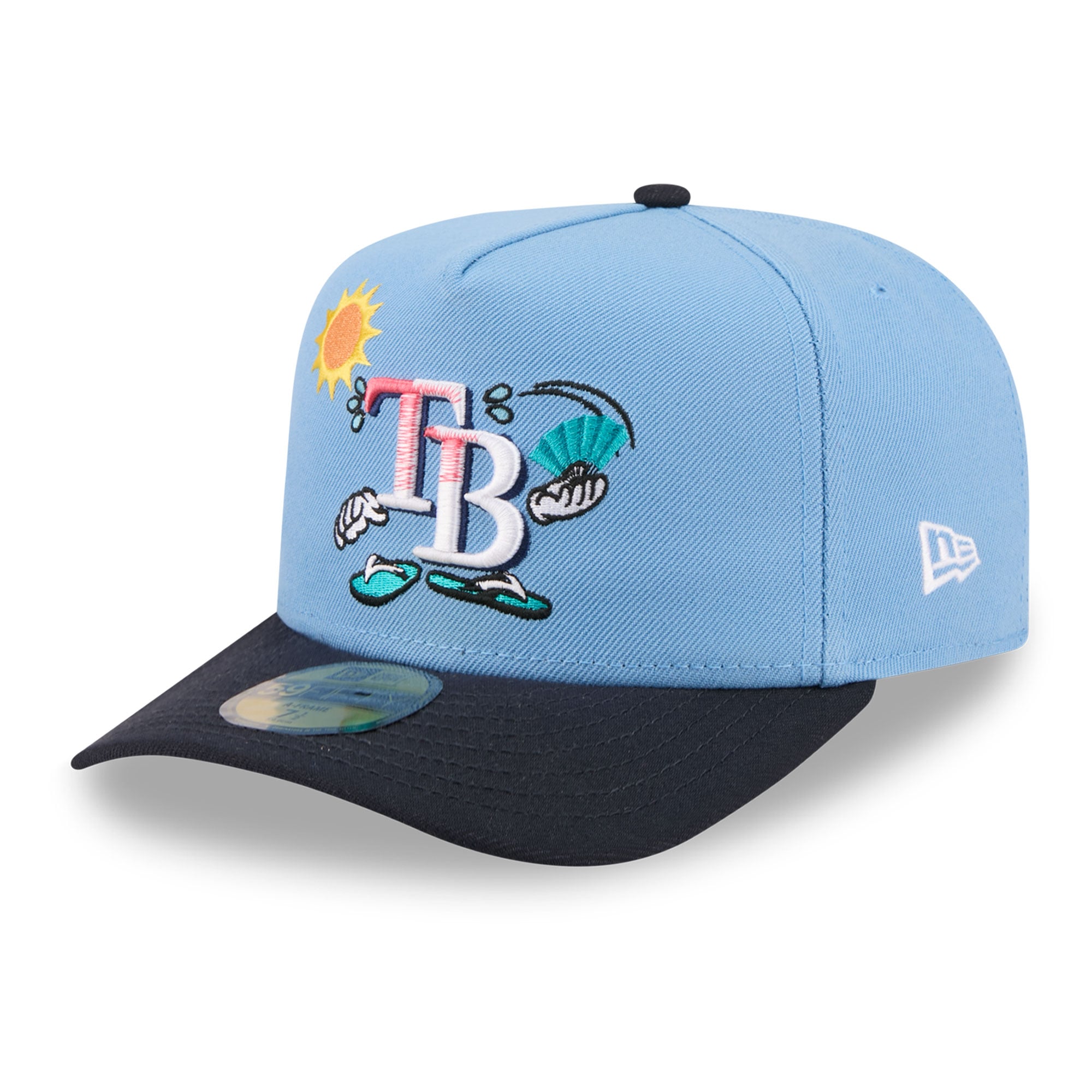 Casquette ajustée New Era 59FIFTY pour homme, bleu clair/marine, motif Tampa Bay Rays.