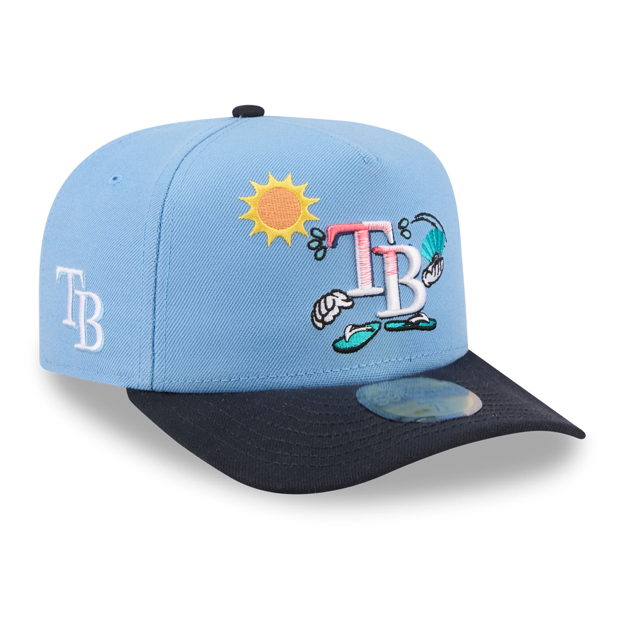 Casquette ajustée New Era 59FIFTY pour homme, bleu clair/marine, motif Tampa Bay Rays.