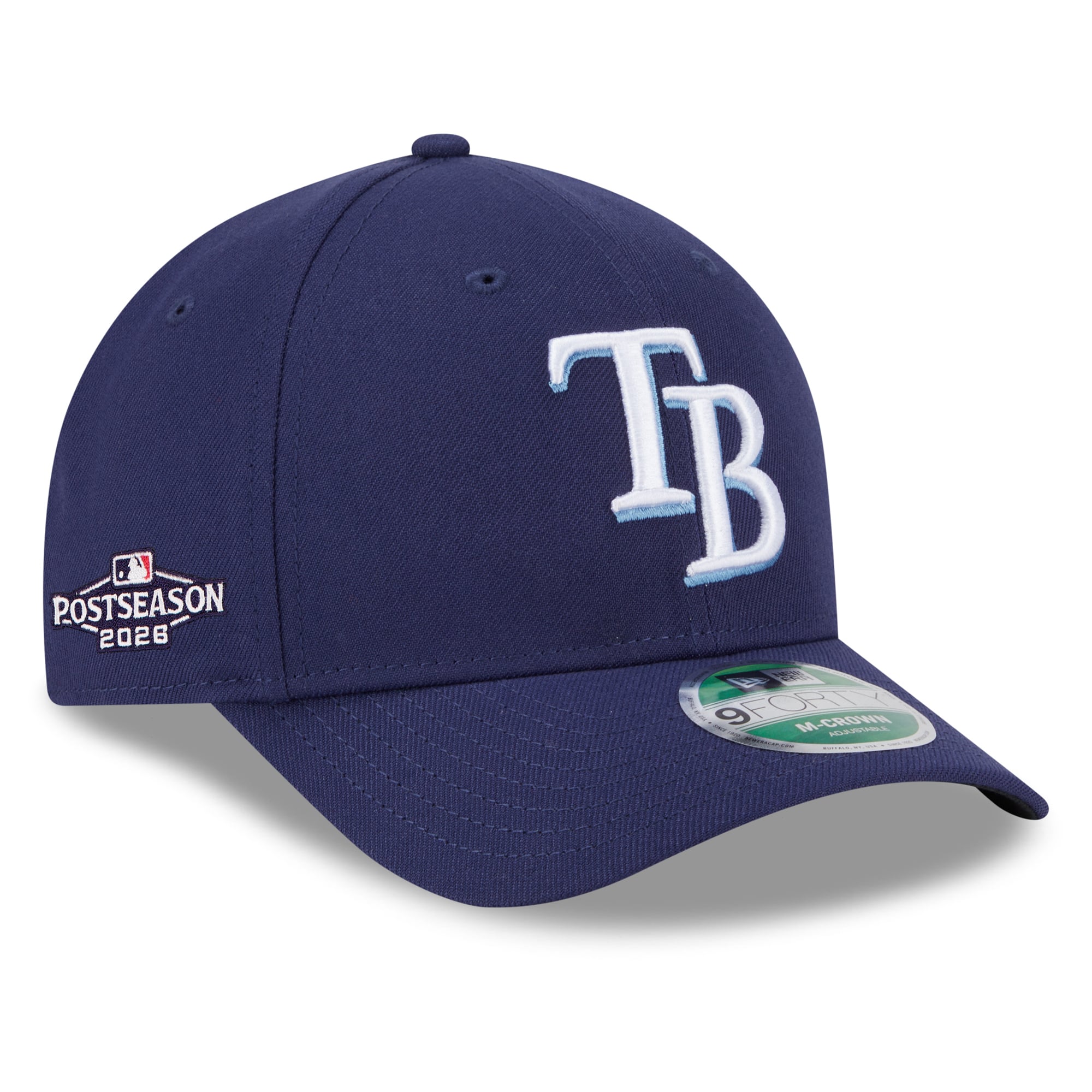Casquette ajustable New Era bleu marine Tampa Bay Rays 2026 MLB Postseason avec écusson latéral 9FORTY pour homme